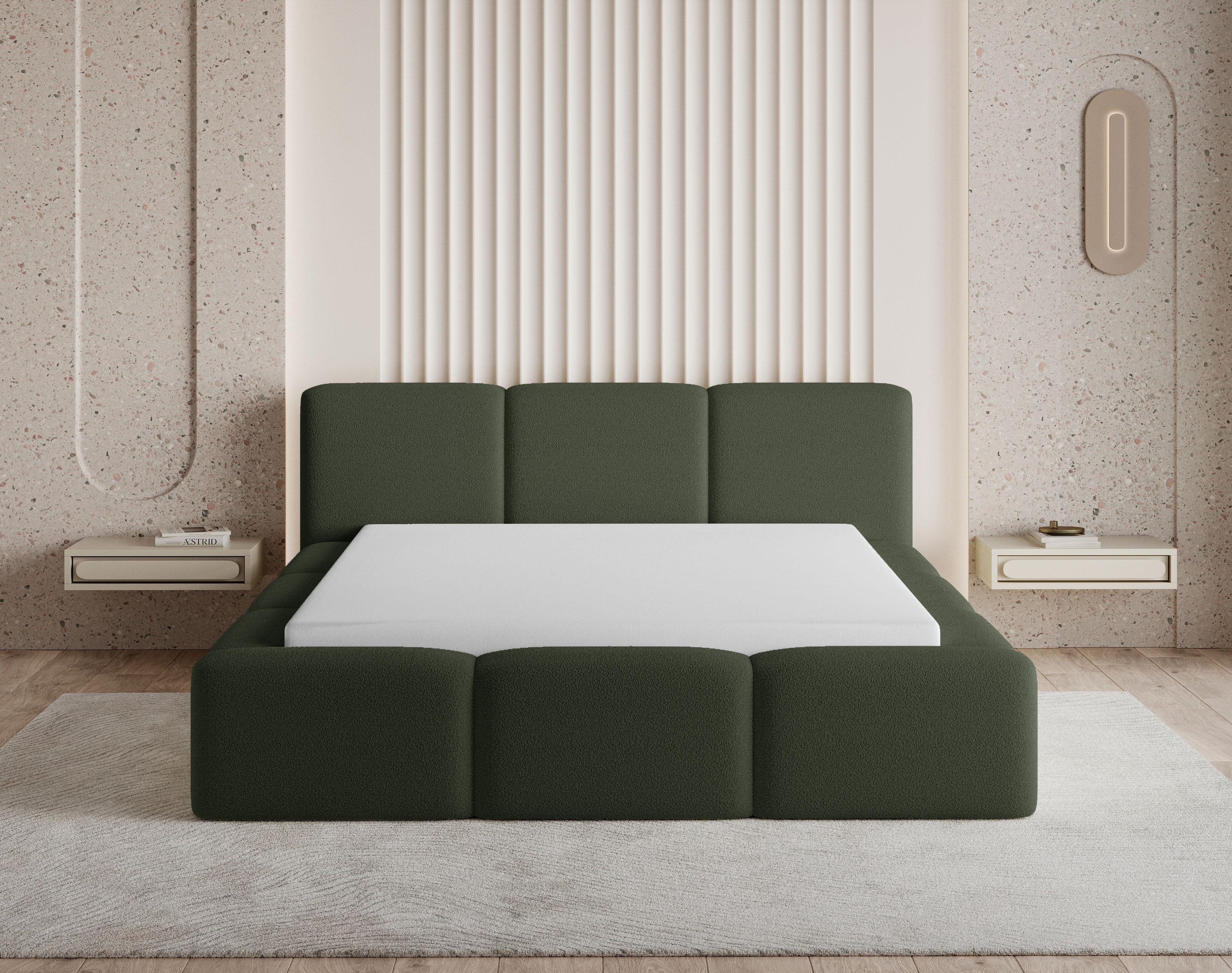 Chilly Möbel Polsterbett Bouclé Stoff mit Stauraum und Hubfunktion Holzrahmen (Boxbett ohne Matratze in vielen Farben, 140x200 160x200 180x200 200x200cm), gepolstertem Kopfteil Bettkasten modern