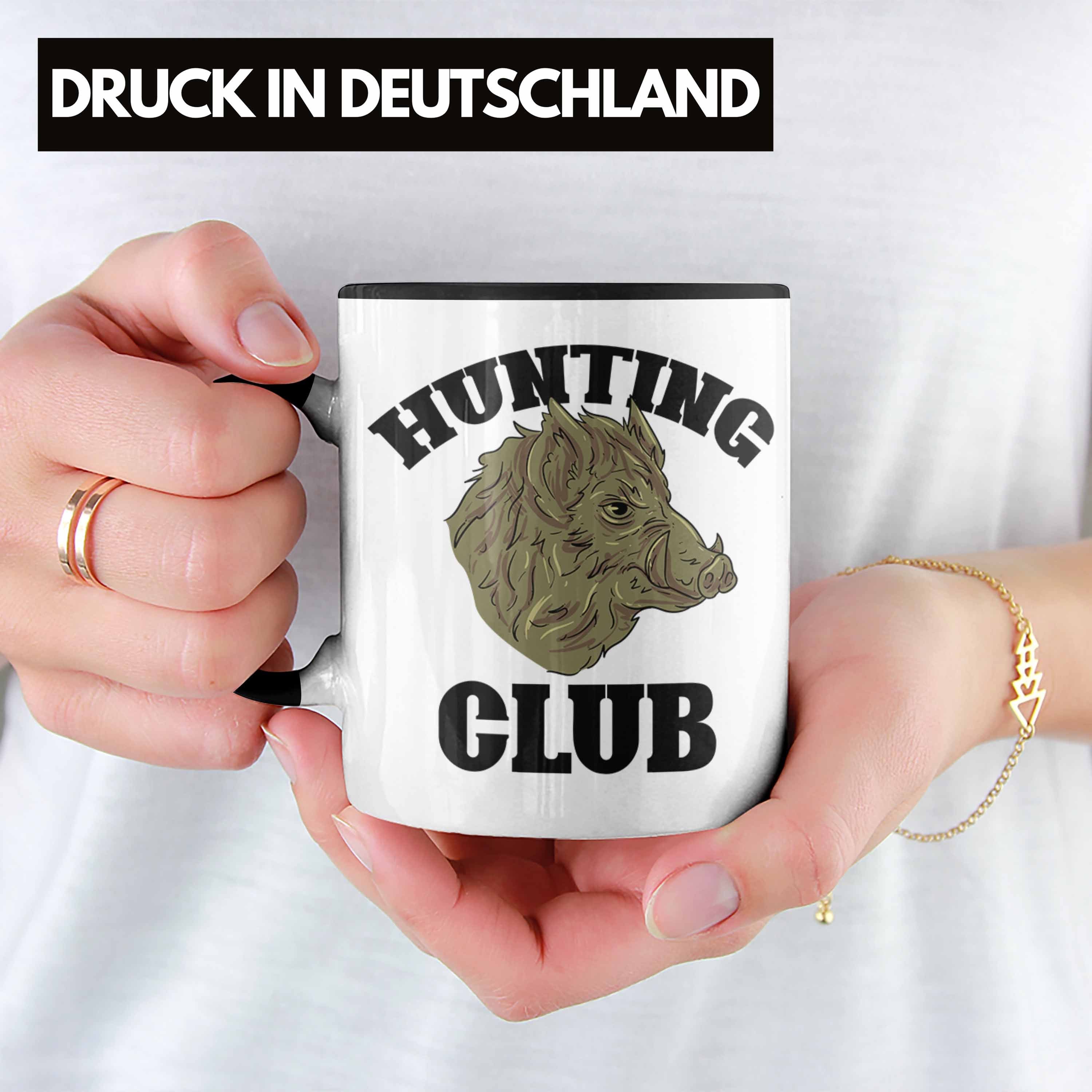 Trendation Tasse Hunting Jäger Club Schwarz Geschenkidee Spruch Tasse Jag Wildschwein Geschenk