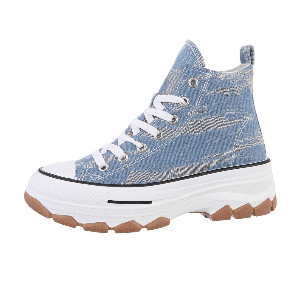 Ital-Design Damen High-Top Freizeit Sneakerboots (86016879) Flach Sneakers High in Hellblau