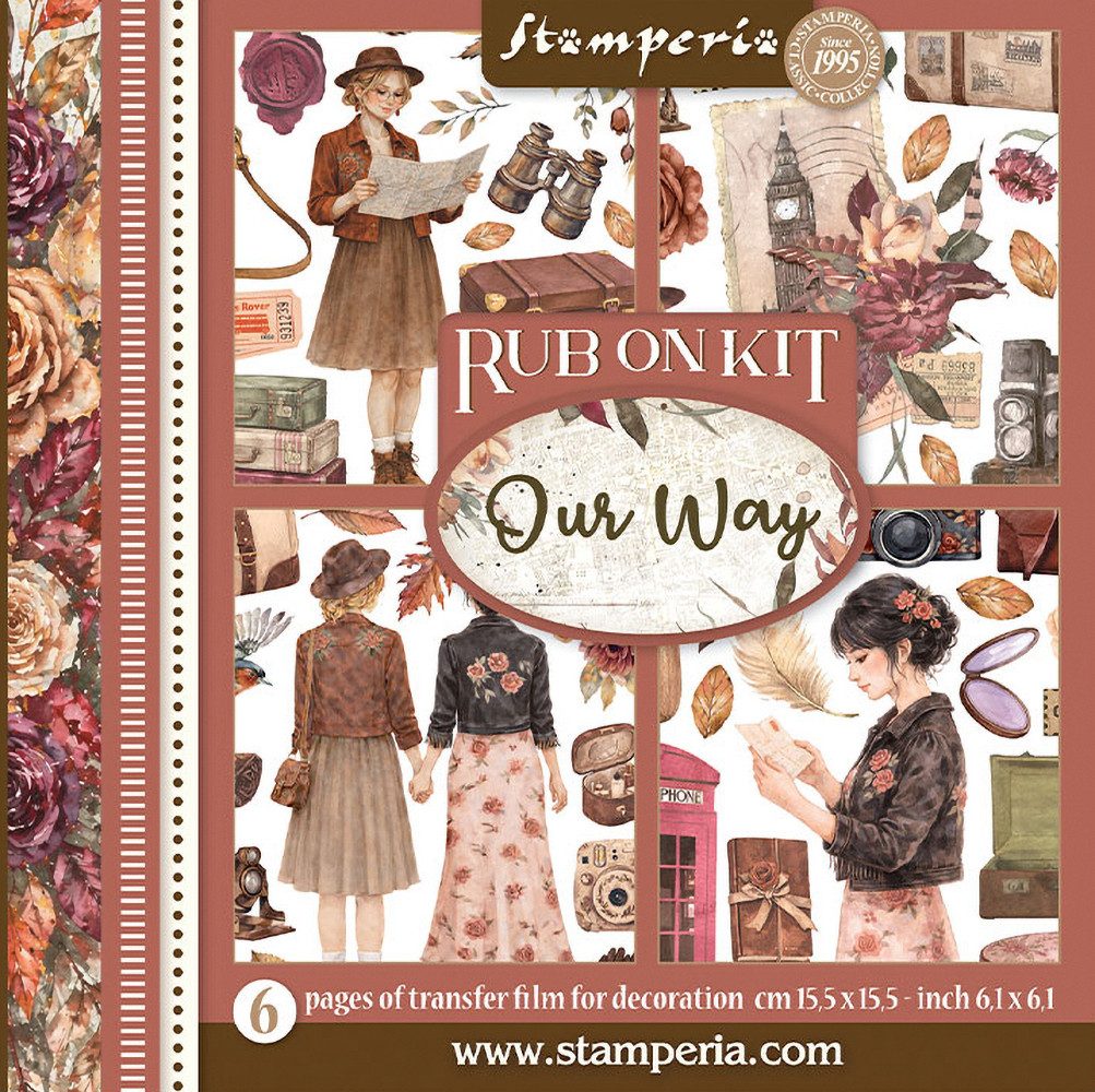 Stamperia Dekorationsfolie Rub On Sortiment Our Way, 15.5 x 15.5 cm