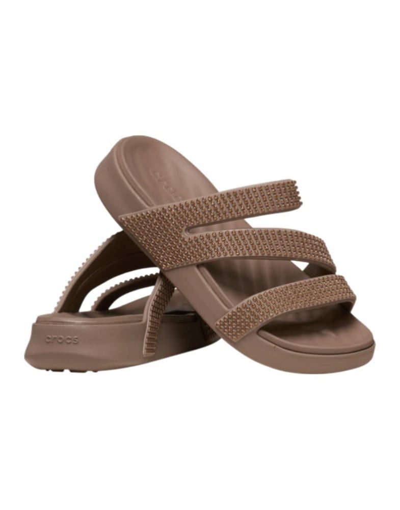 Crocs Sandale Getaway Gems Triangle braun - Damen Badeschuh