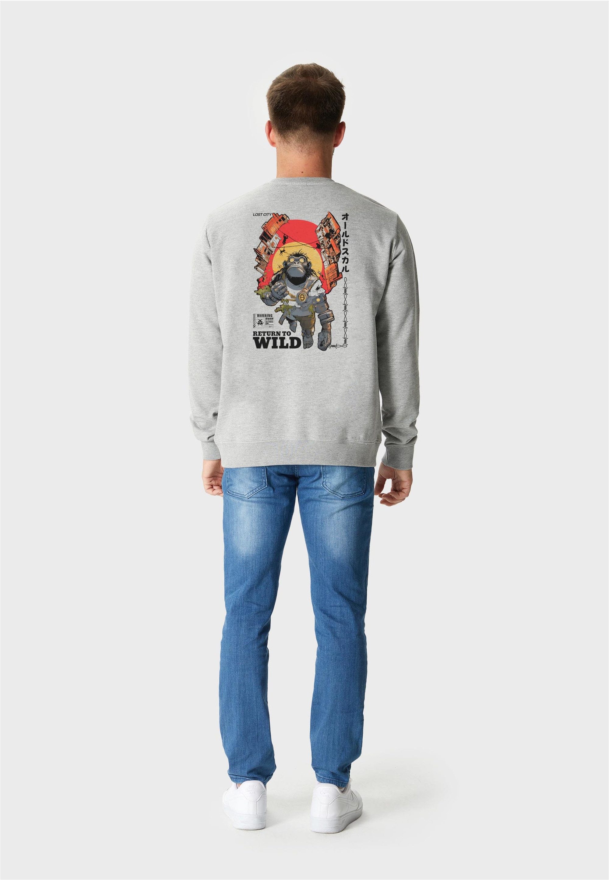 Oldskull Sweatshirt Wrldvibe Return to Wild Graphic mit coolem Rückenprint