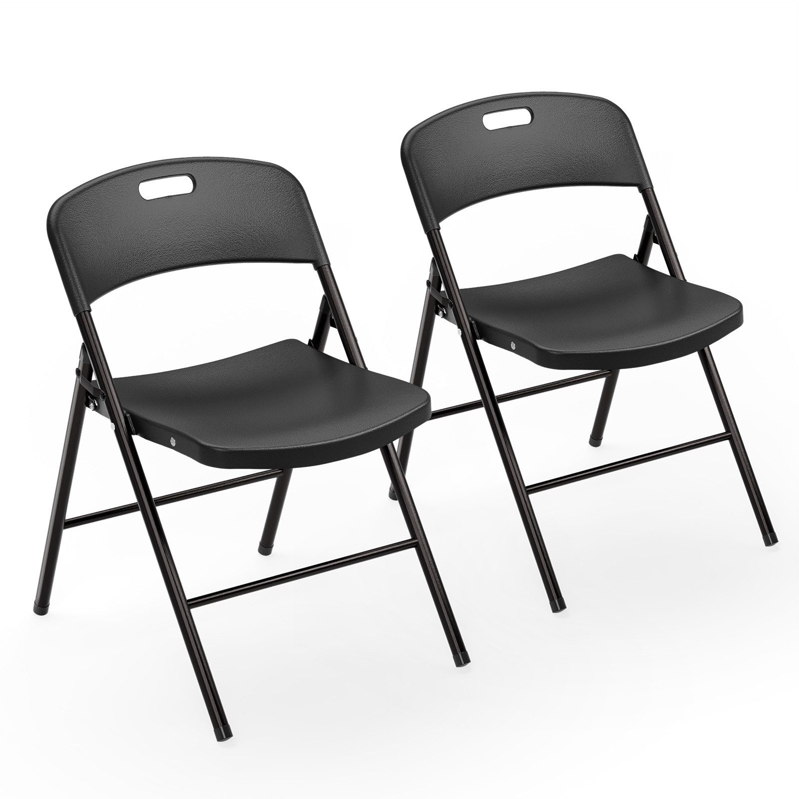 VINGLI Klappstuhl 2er/4er/6er Set aus Kunststoff & Metallrahmen, Spritzguss, bis 158 kg (2 St), Tragbare Gartenstühle für Partys, Camping, Schule & Büro, Weiß/Schwarz
