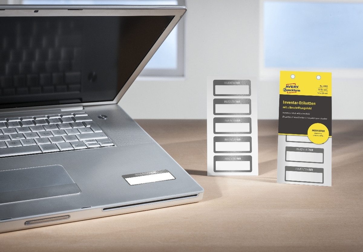 Avery Zweckform Etiketten Inventar-Etiketten 50x20mm VE=10 Bogen/50 Etiketten schwarz