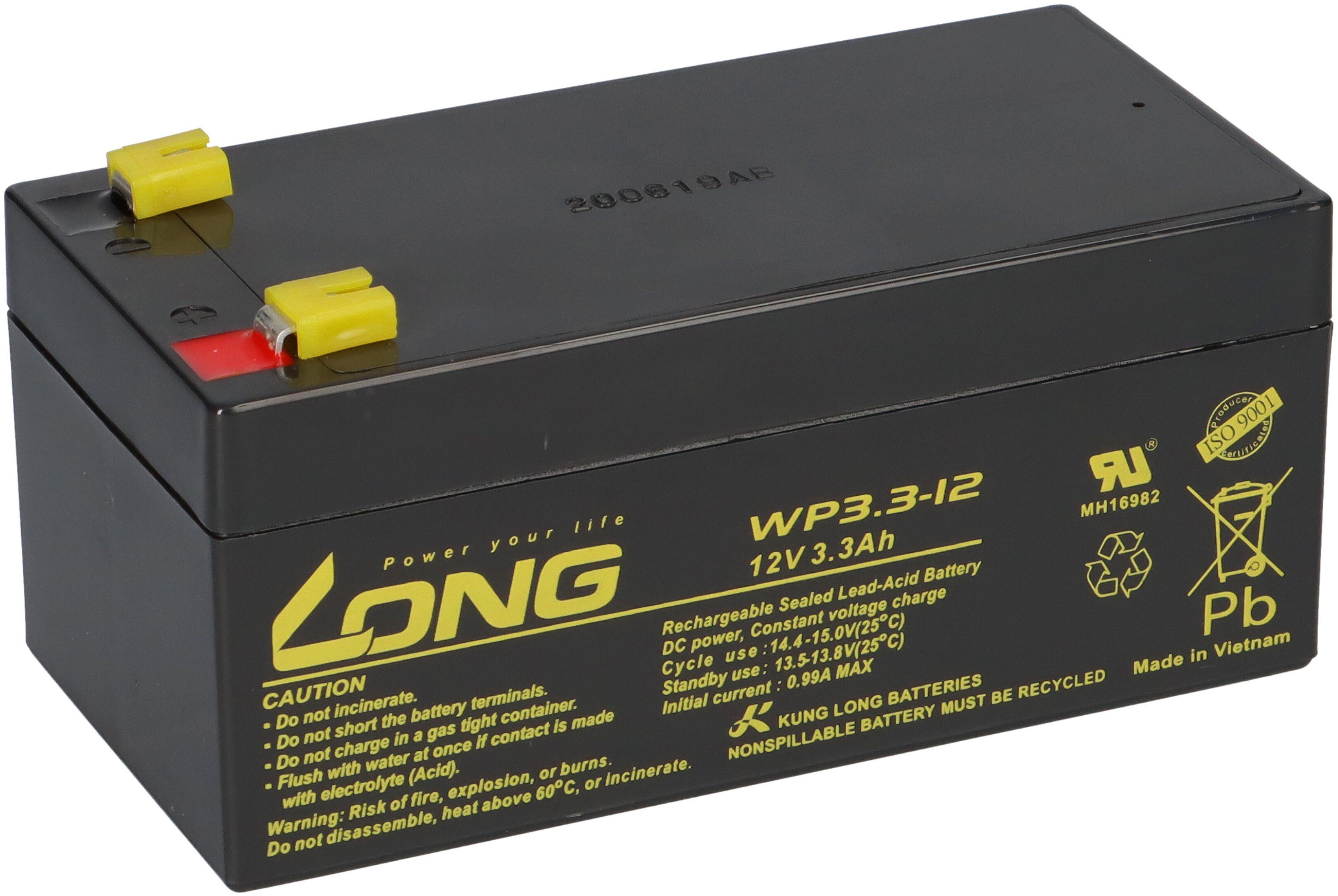 Kung Long Bleiakku 12V 3,3Ah kompatibel UC3.2-12 battery AGM VdS Bleiakkus