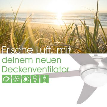 bmf-versand Deckenventilator Deckenventilator sehr leise mit Licht 132 cm Deckenlampe inkl.