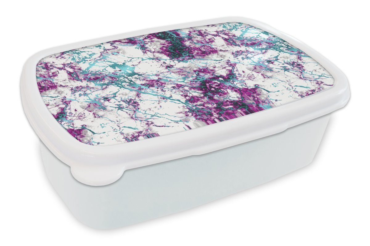 Lunchbox Kinder Kunststoff, weiß für - Jungs Brotdose, und - Mädchen und für Marmor Erwachsene, Brotbox Luxus (2-tlg), MuchoWow Design,