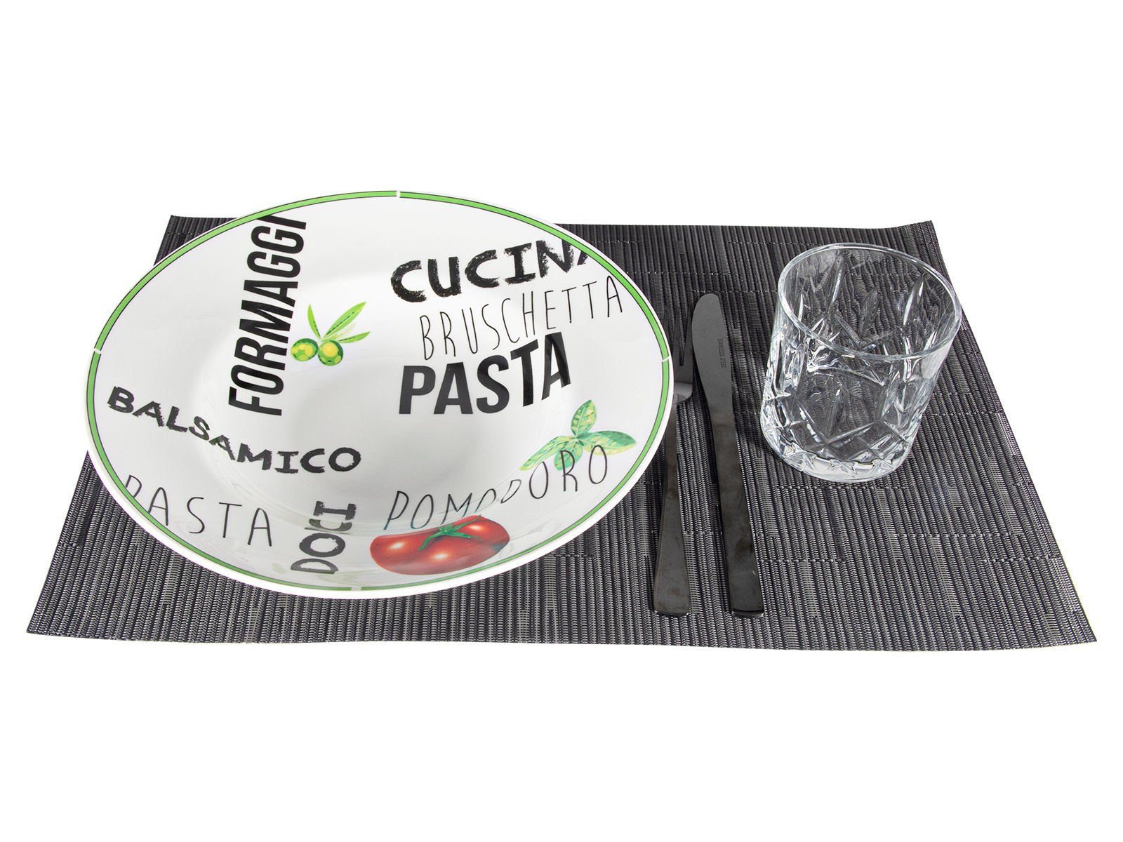 Spetebo Pastateller Teller PASTA 26,5 cm - 2er Set - je Motiv 1x, (2 St), moderne Pasta Teller