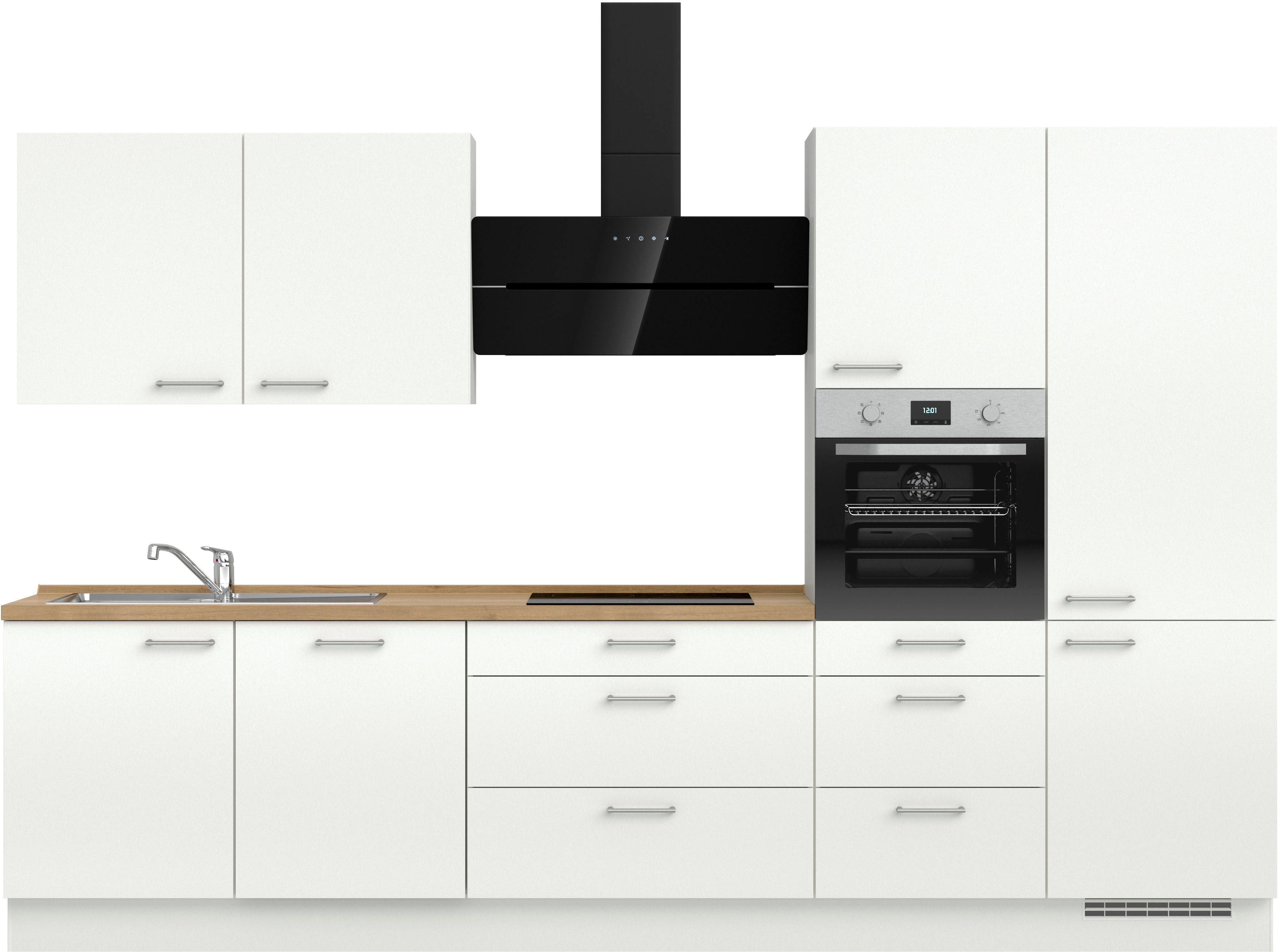 nobilia® Küchenzeile "Laser II", NEU: individuell anpassbar mit gratis Profi-Beratung, vormontiert, 330 cm breit, optional mit verschiedenen E‑Geräte-Sets