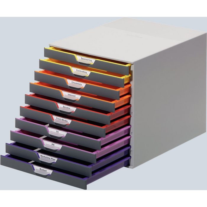 Schubladenbox Durable Schubladenbox 292x280x356mm 10 farbige Schubladen