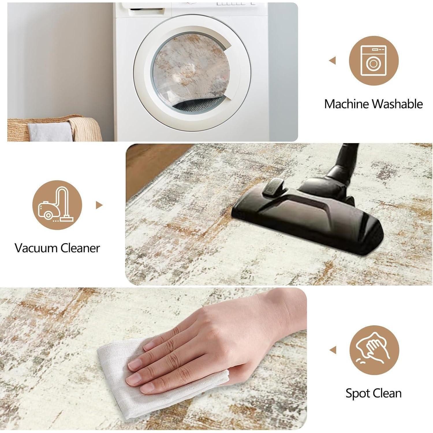 Famibay Läufer Teppich Läufer 80x300cm Beige rutschfest waschbar modern Läufer Lang