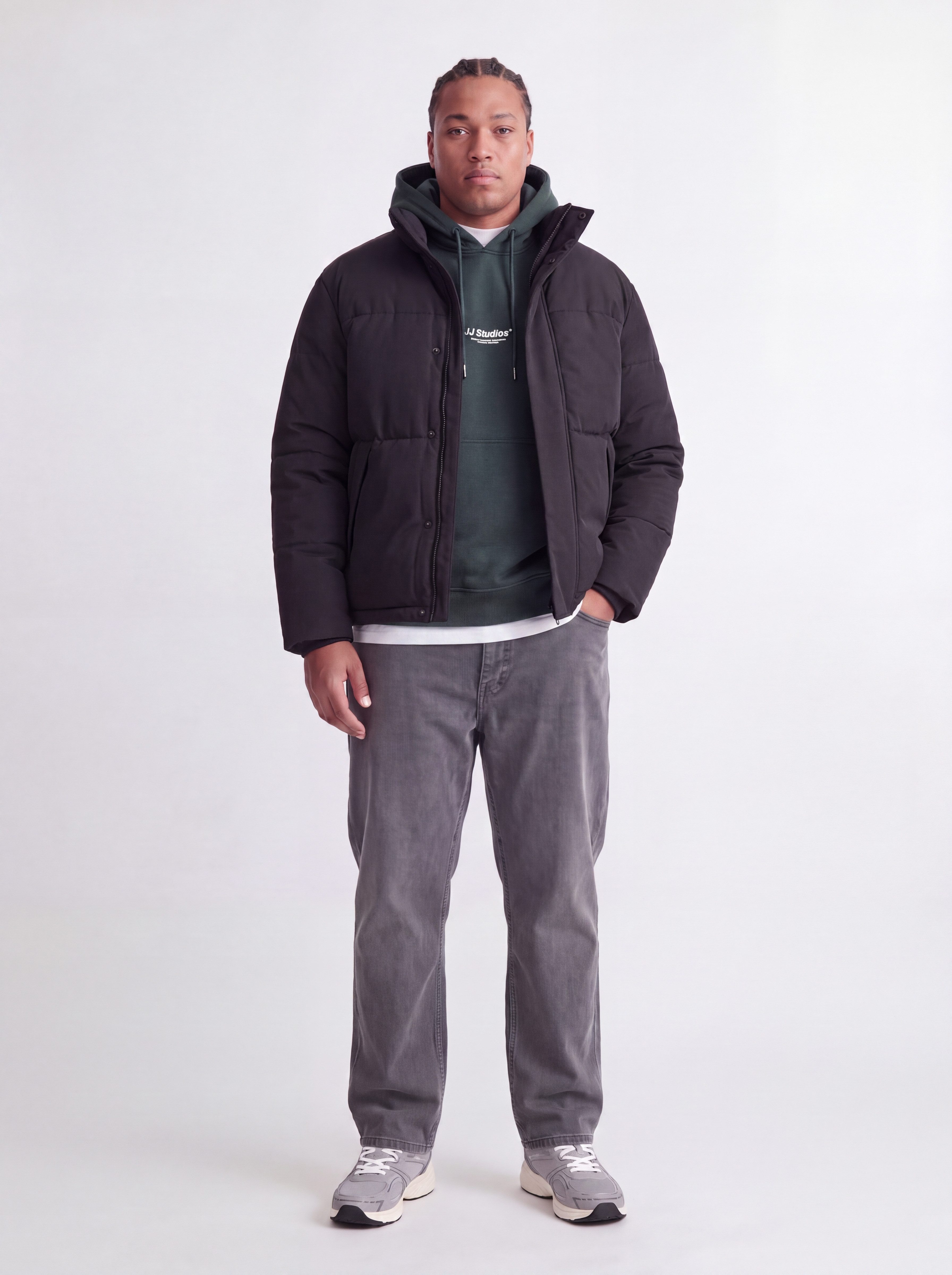 Jack & Jones PlusSize Steppjacke JJESOHO PUFFER COLLAR AW26 SN PLS Kunstfaser, mit verdecktem Reißverschluss – Bild 3 von 5