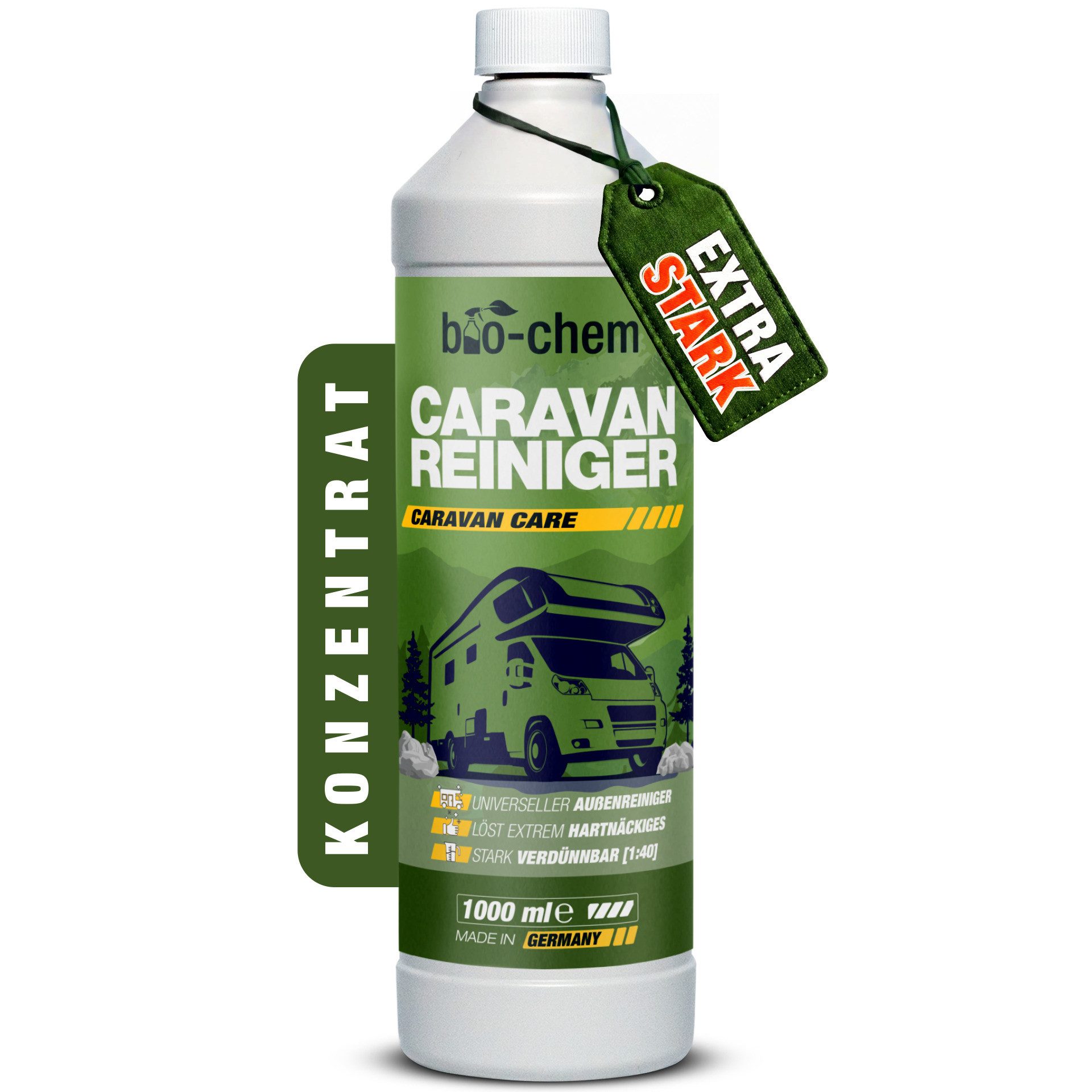 bio-chem bio-chem Caravan- & Wohnmobilreiniger 1L Konzentrat, extra stark Auto-Reinigungsmittel (Einzelprodukt, [- Caravanreiniger 1 l Entfernt Regenstreifen, Baumharz & Insektenrückstände)