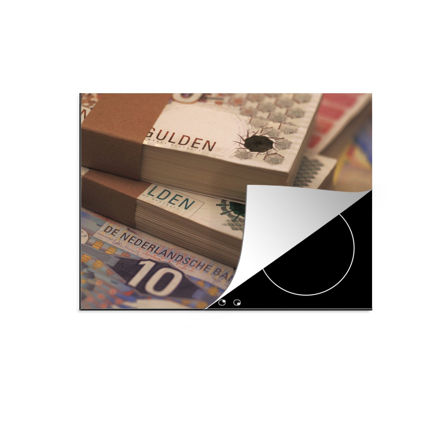 MuchoWow Herdblende-/Abdeckplatte Nahaufnahme von Mobile Gulden mehreren Niederlanden, tlg), 70x52 Stapeln cm, (1 nutzbar, den Arbeitsfläche Ceranfeldabdeckung Vinyl, aus