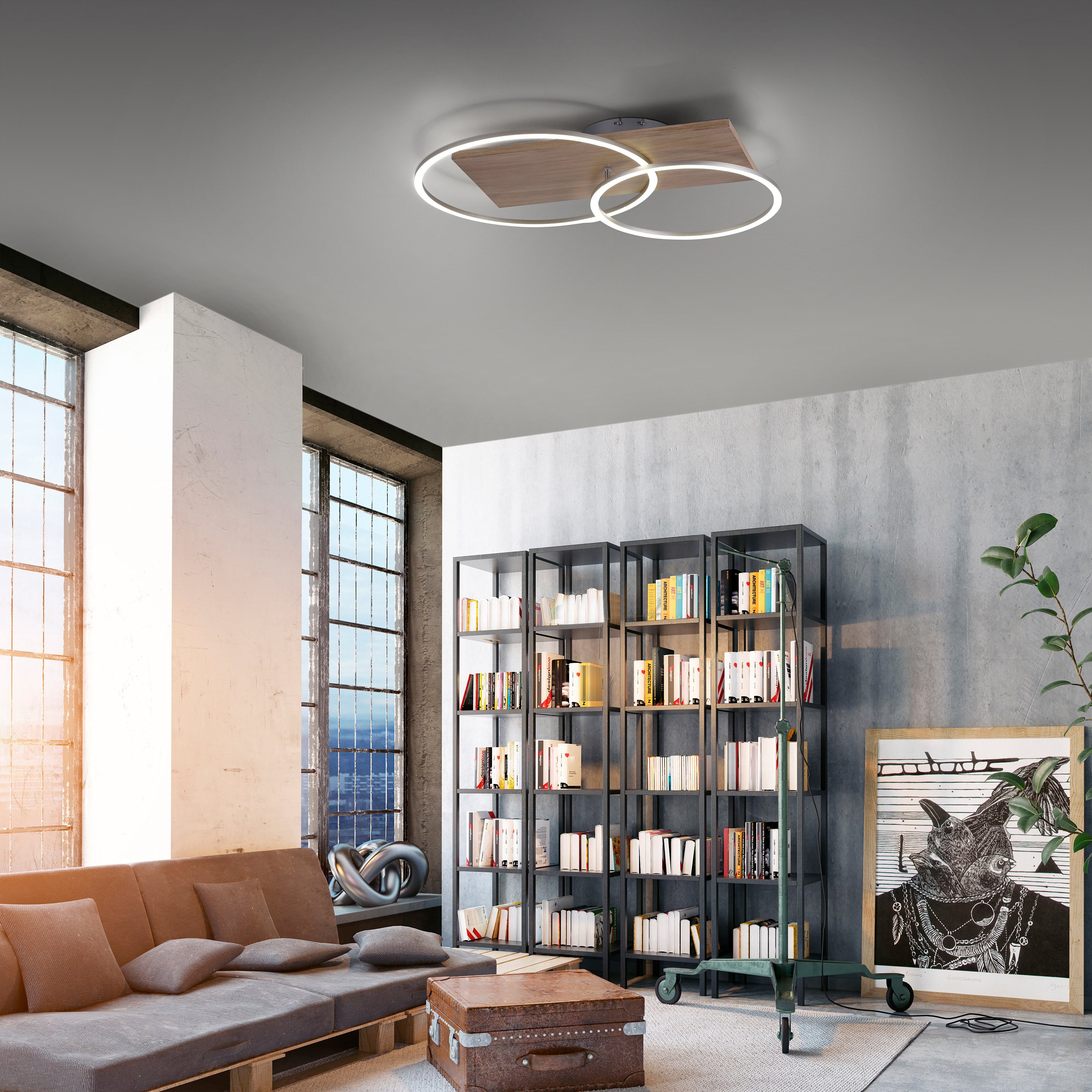 Home affaire LED Infrarotfernbedienung, mit Warmweiß, Dimmfunktion, LED inkl. Farbtemperatursteuerung, fest Pommerby, dimmbar Deckenleuchte integriert