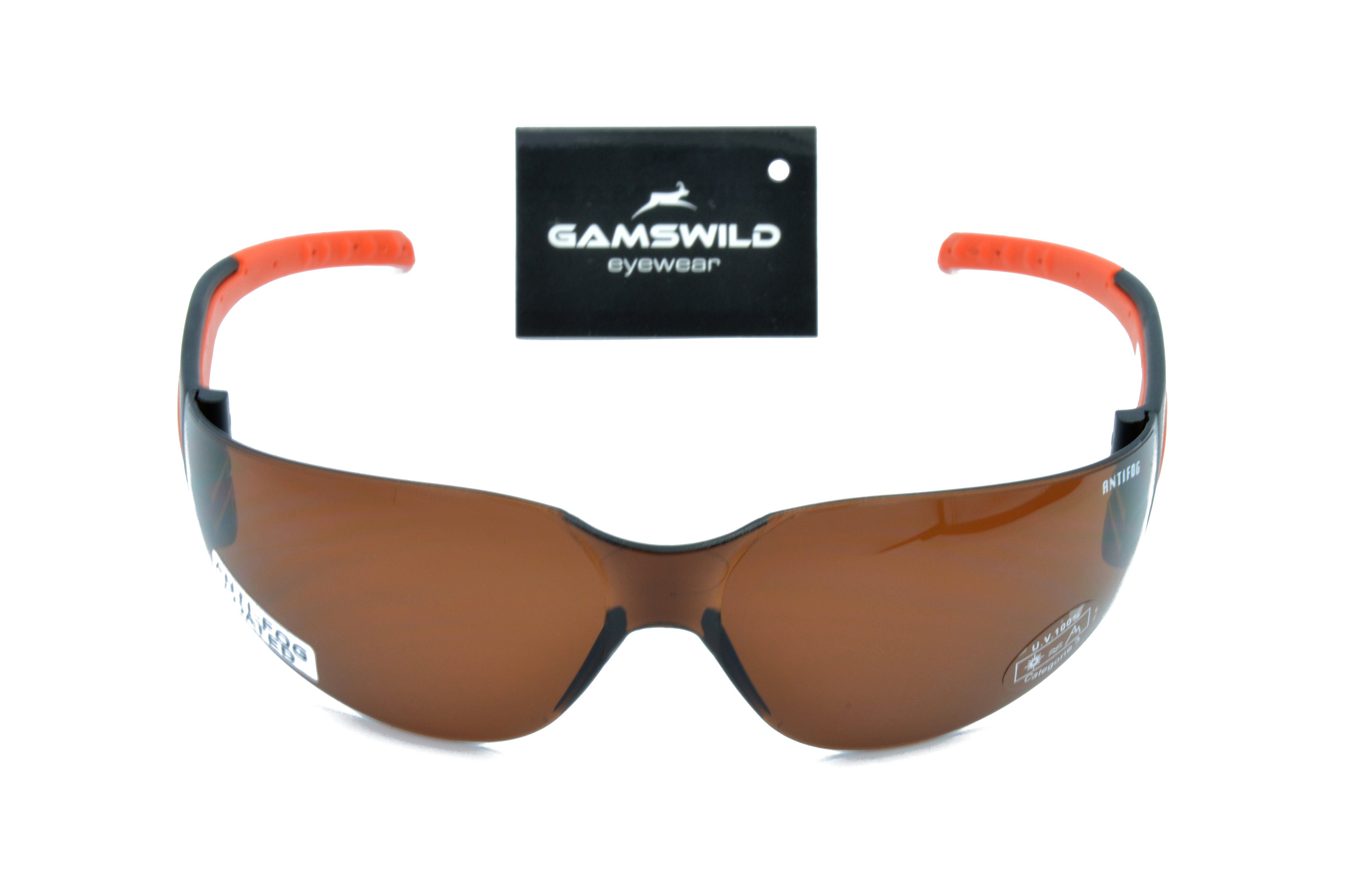 Sportbrille brau, Fahrradbrille Sonnenbrille braun Herren ANTIFOG Damen Gamswild Unisex, WS7122 grau, orange, Skibrille
