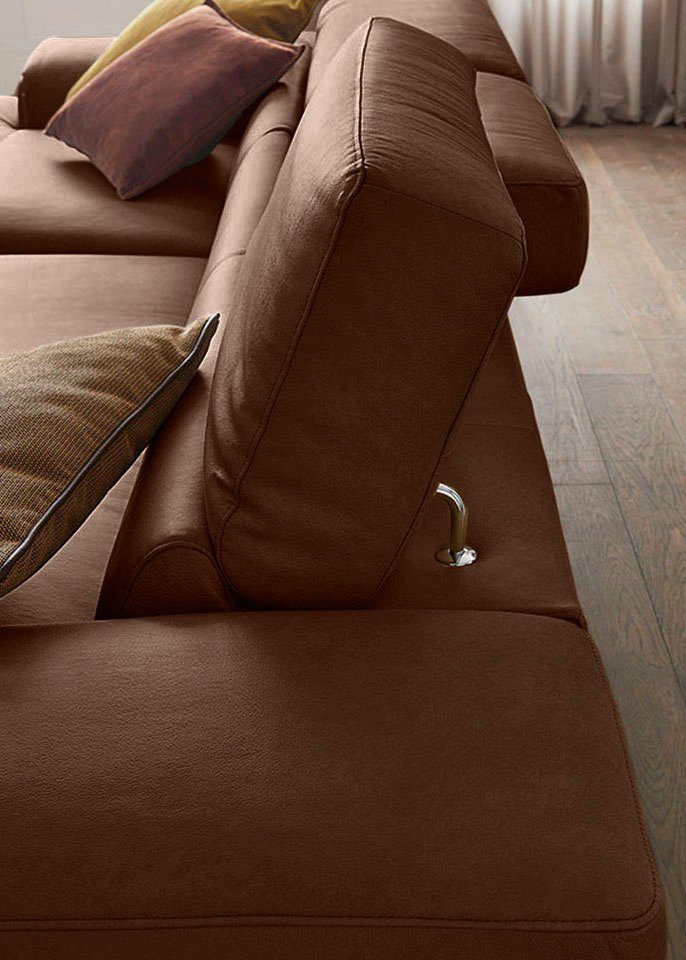 W.SCHILLIG Ecksofa piedroo, Designsofa mit tollem Sitzkomfort, bequem und elegant, L-Form, Kopfteilverstellung, wahlweise mit Sitztiefenverstellung, Breite 343cm