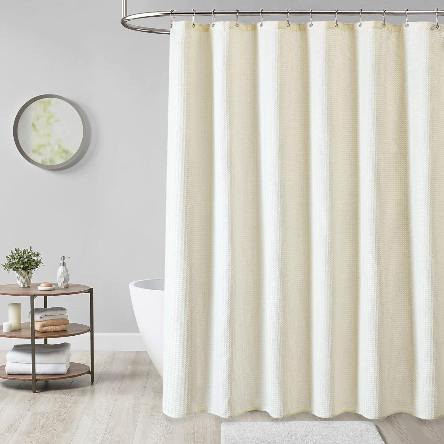 Agger Duschvorhang Waffel Duschvorhang – Strukturierter Stoff, Wasserabweisend & Waschbar Breite 180 cm (1-tlg), Extra Dick, Moderner Badvorhang für Dusche & Badewanne