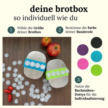 BewusstGrün Lunchbox DottyBox Edelstahl Brotdose mit Fächern für Kinder, DottyBox, (Original DottyBox-System mit Klettband), Personalisierbare Brotdose für Kindergarten und Schule