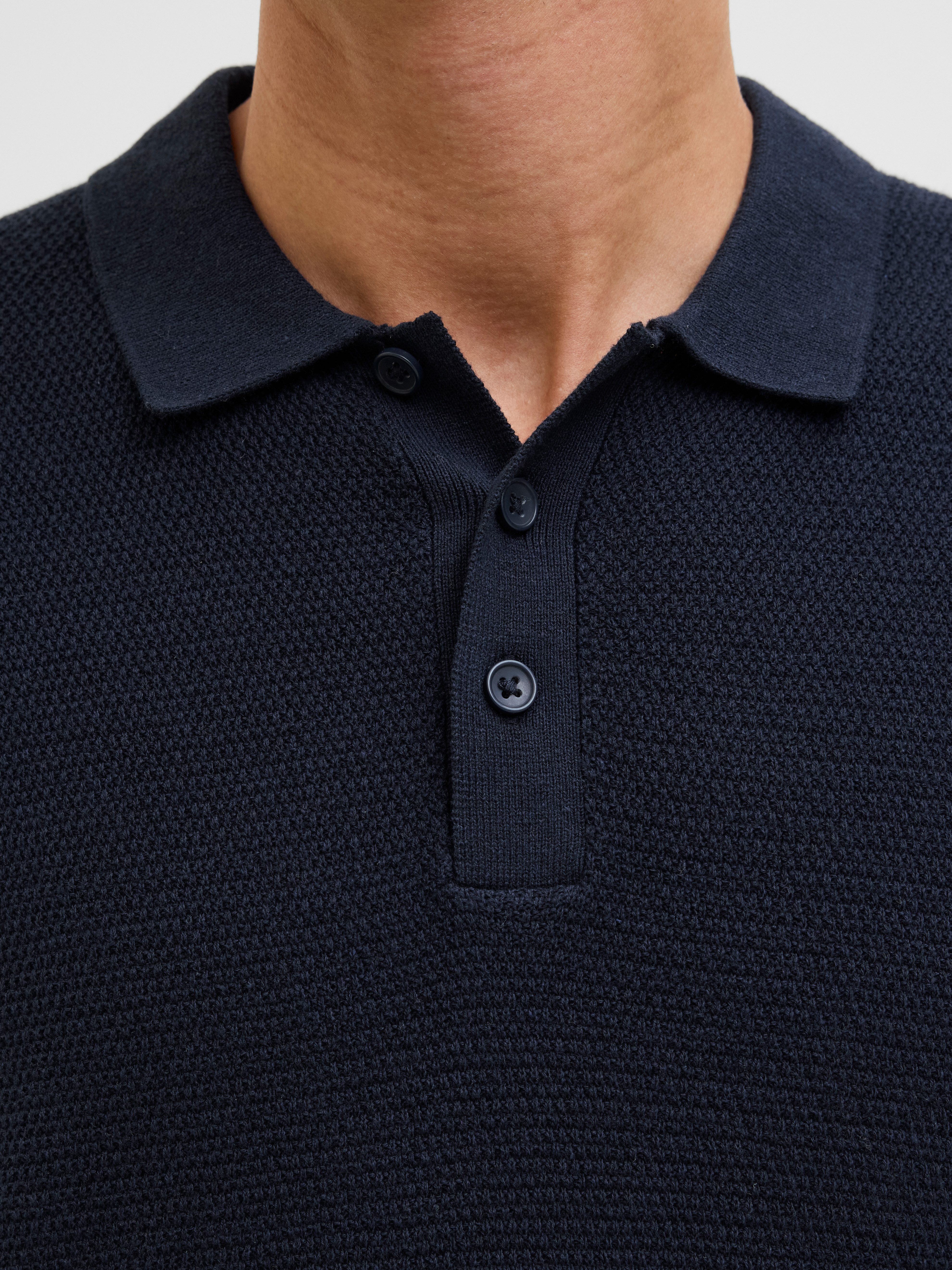 Jack & Jones Kurzarmpullover JJEGEORGE KNIT POLO SS SN mit Polo Kragen