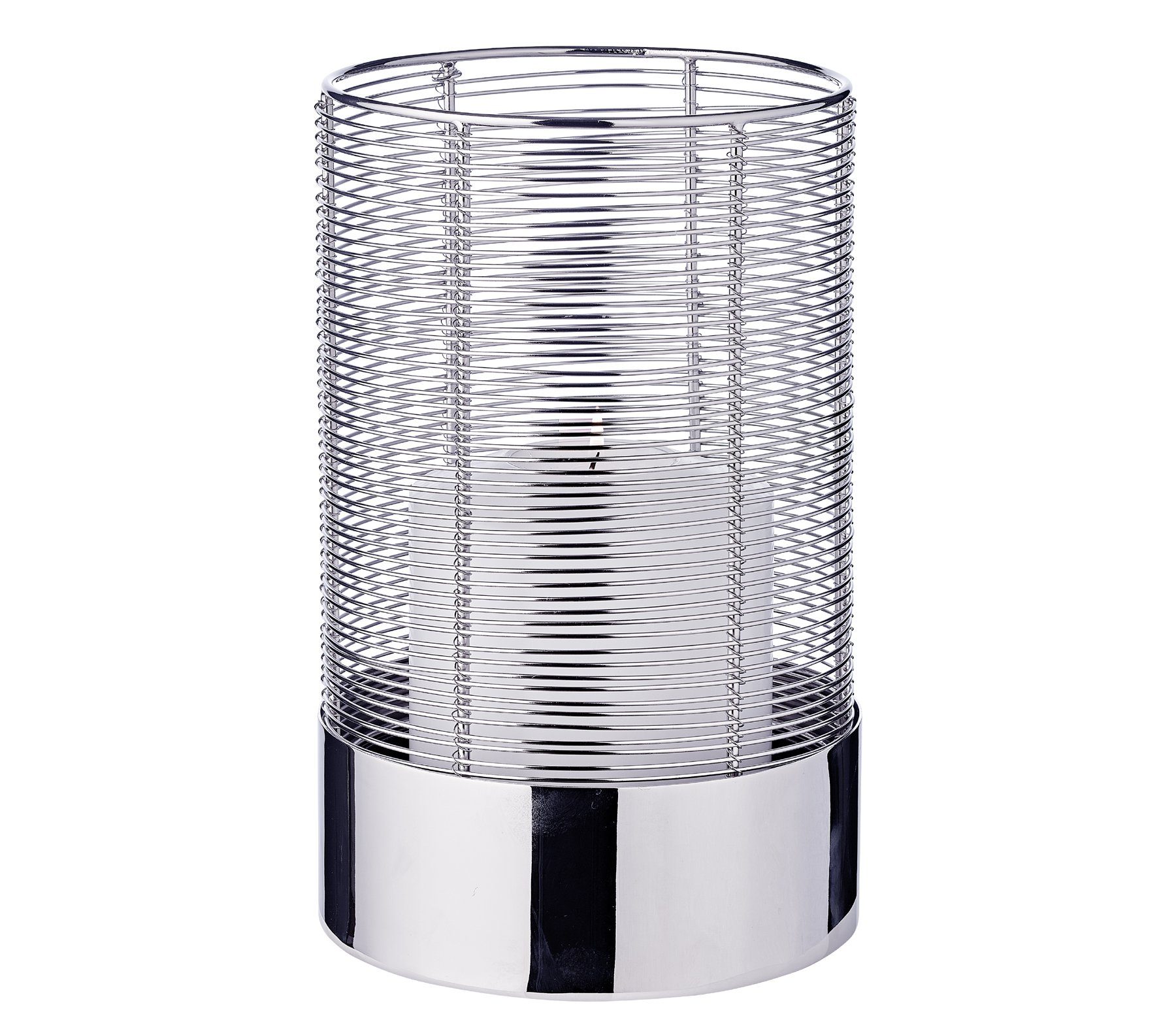 EDZARD Windlicht Kampen, Silber-Optik, Edelstahl, vernickelt, H 28 cm, Ø 17 cm