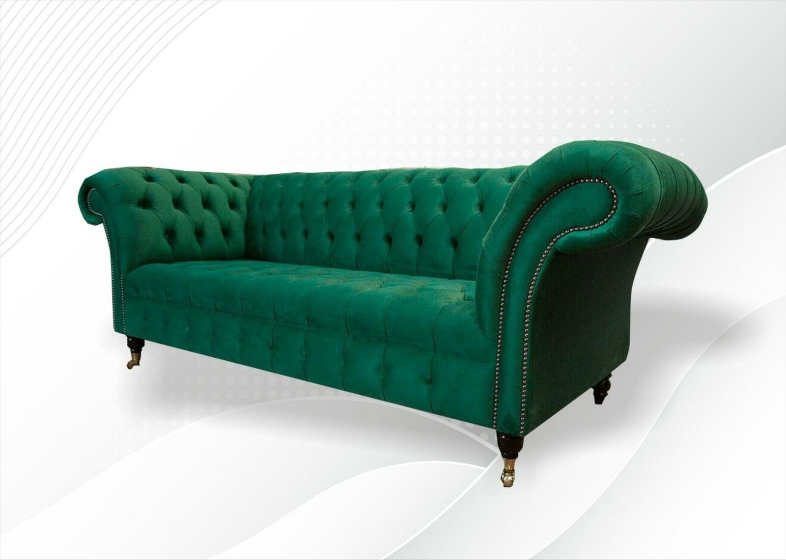 JVmoebel Sofa Grünes Chesterfield Designer Sofa Couch Polster XXL 3 Sitzer, Made in Europe