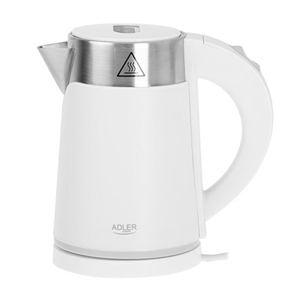 Adler Wasserkocher AD 1372 White, 0,6 l, 800,00 W, Weiß 360° Drehbarer Sockel Wasserkessel Kanne Tee