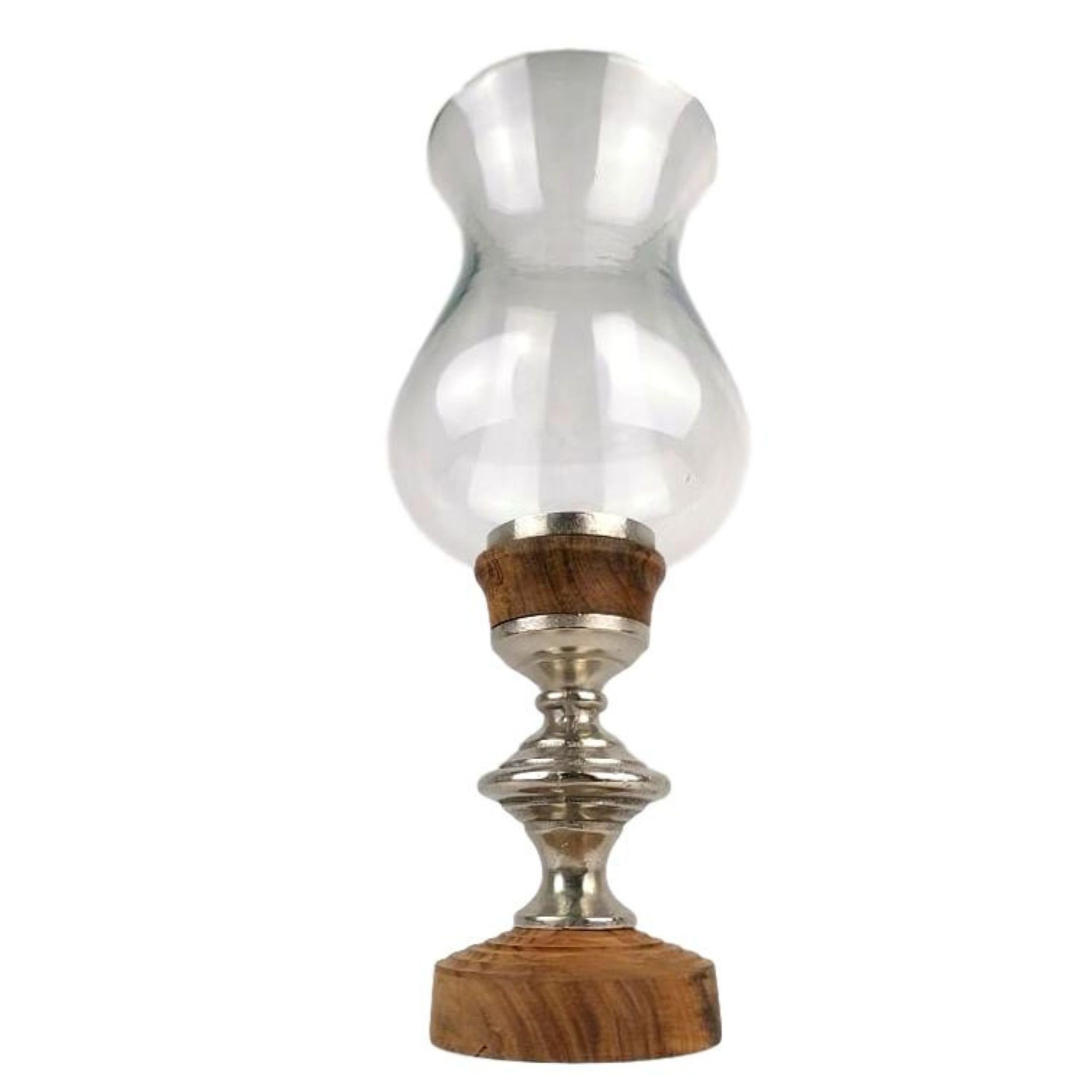 Glas XL 50cm mit Windlicht Florissima Windlicht Holzfuß