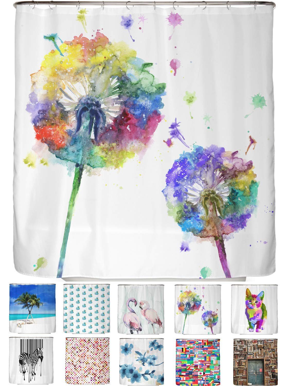 Arteneur Duschvorhang Breite 180 cm, Anti-Schimmel Beschichtet, Beschwerter Saum, Waschbar 40°C