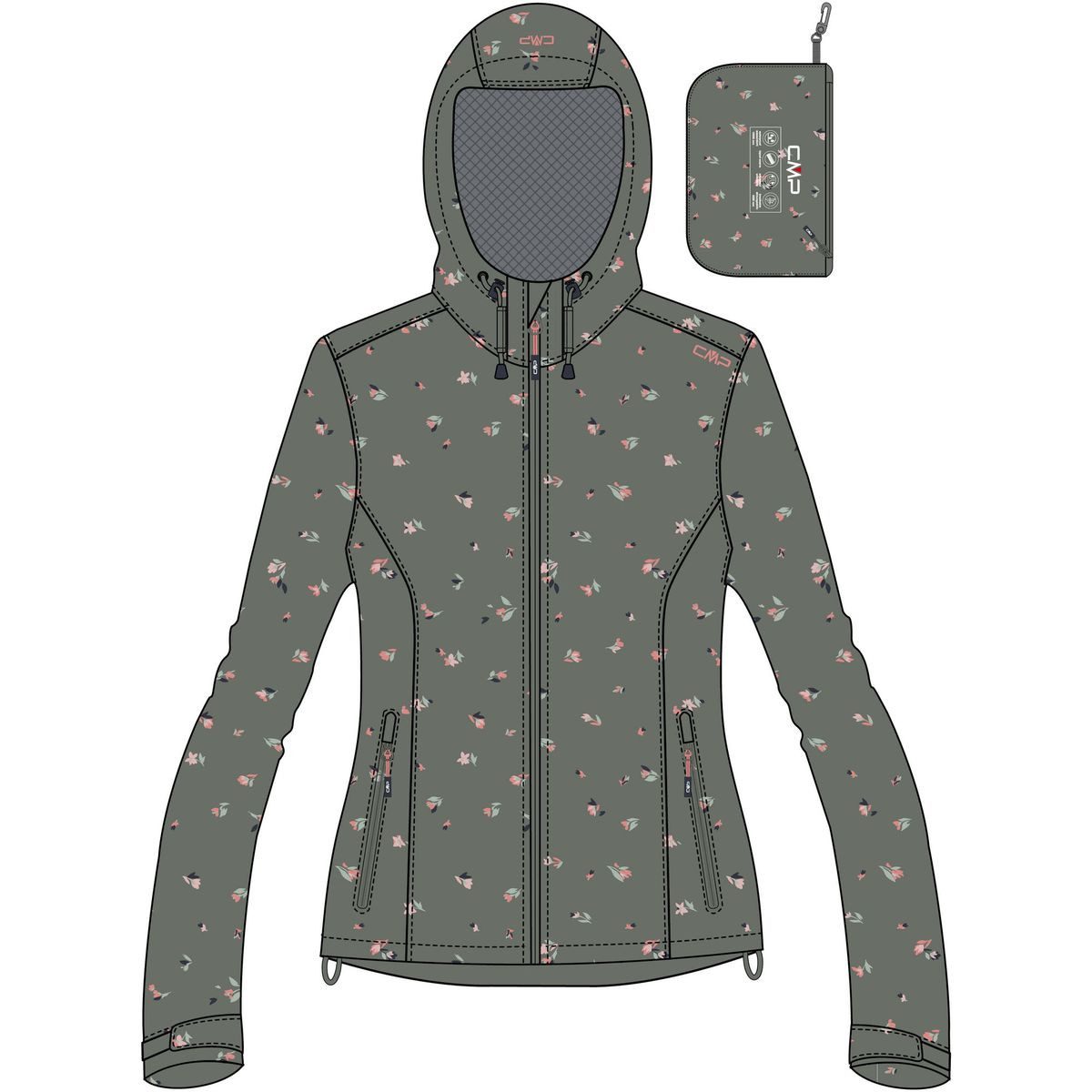 CMP Outdoorjacke Woman Jacket Fixed Hood Leichte Damenjacke für Outdoor-Abenteuer mit wasserdichter Clima