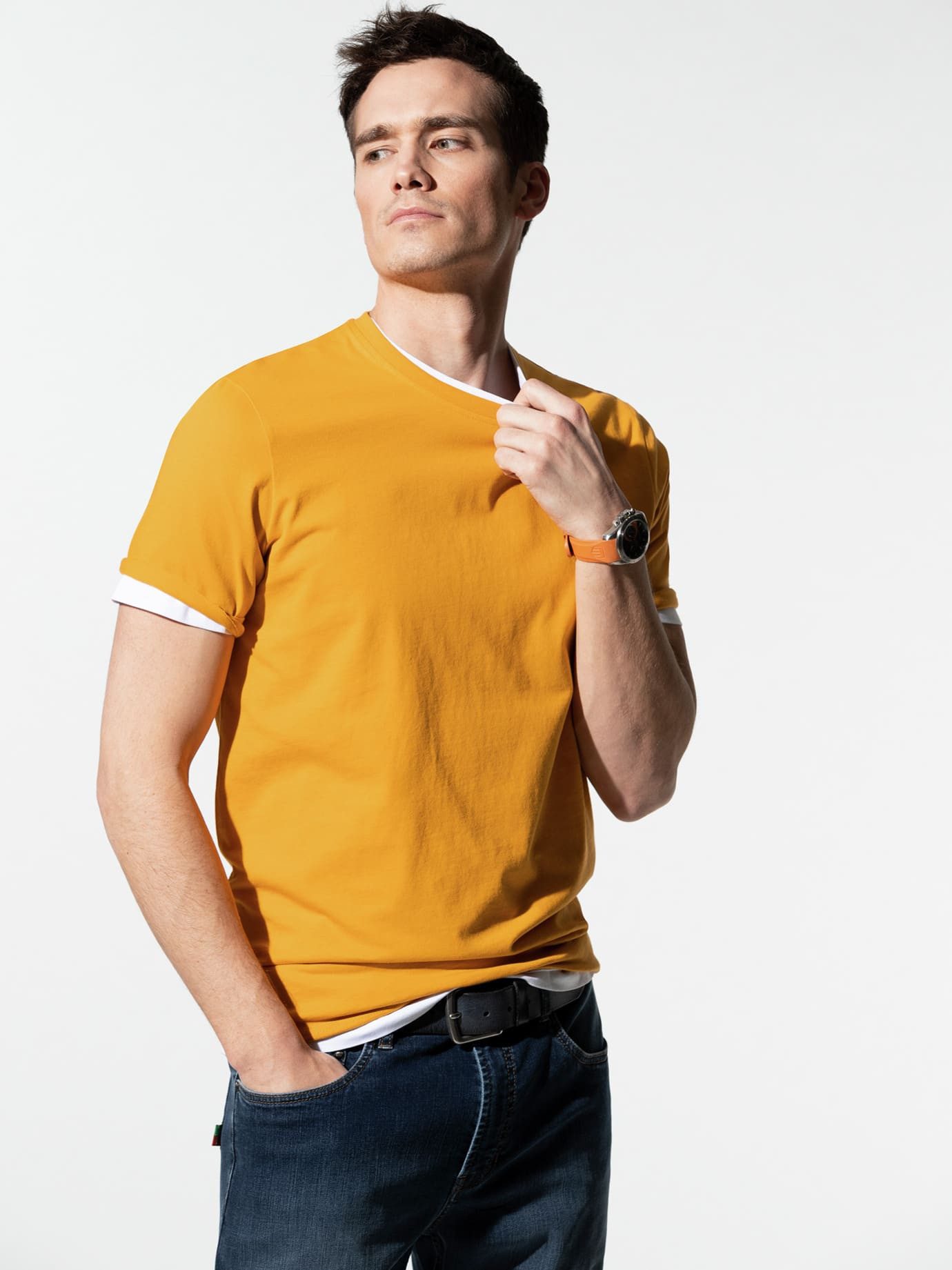 Walbusch T-Shirt Herren Baumwollshirt Rundhals Kurzarm 160g pflegeleicht T-Shirt mit seidigem Griff, formstabil und atmungsaktiv