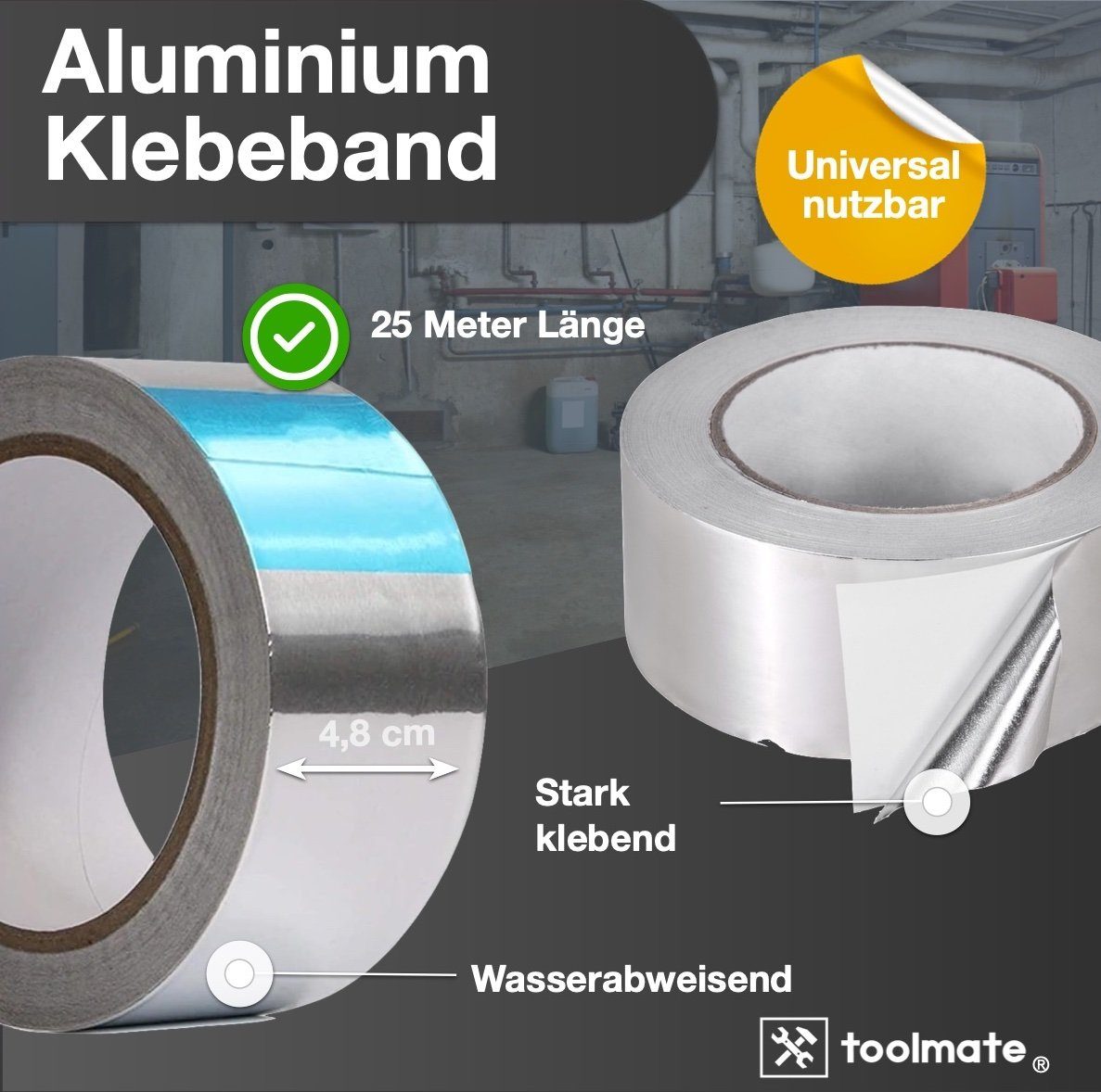 toolmate® Klebeband 2x 25 Meter Aluminium günstig online kaufen