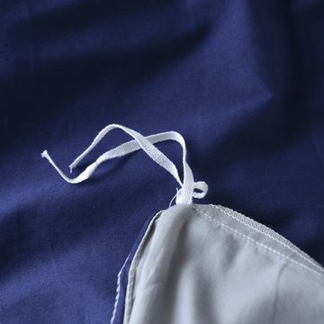 Bettwäsche Blau und Grau, KEAYOO, 2 teilig, Baumwolle, Mit Reißverschluss, Wendebettwäsche, Weich und Grau