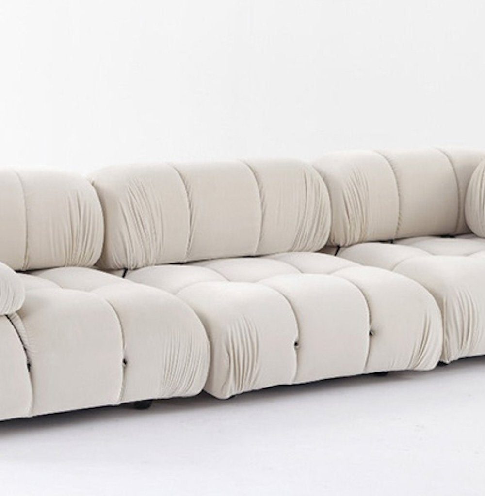 Touch me Sofa Sofa aus Komfort Schaum, Samt Bezug in kombinationsfähigen Varianten V37 - Weiß Lieferung und Aufbau im Preis enthalten!