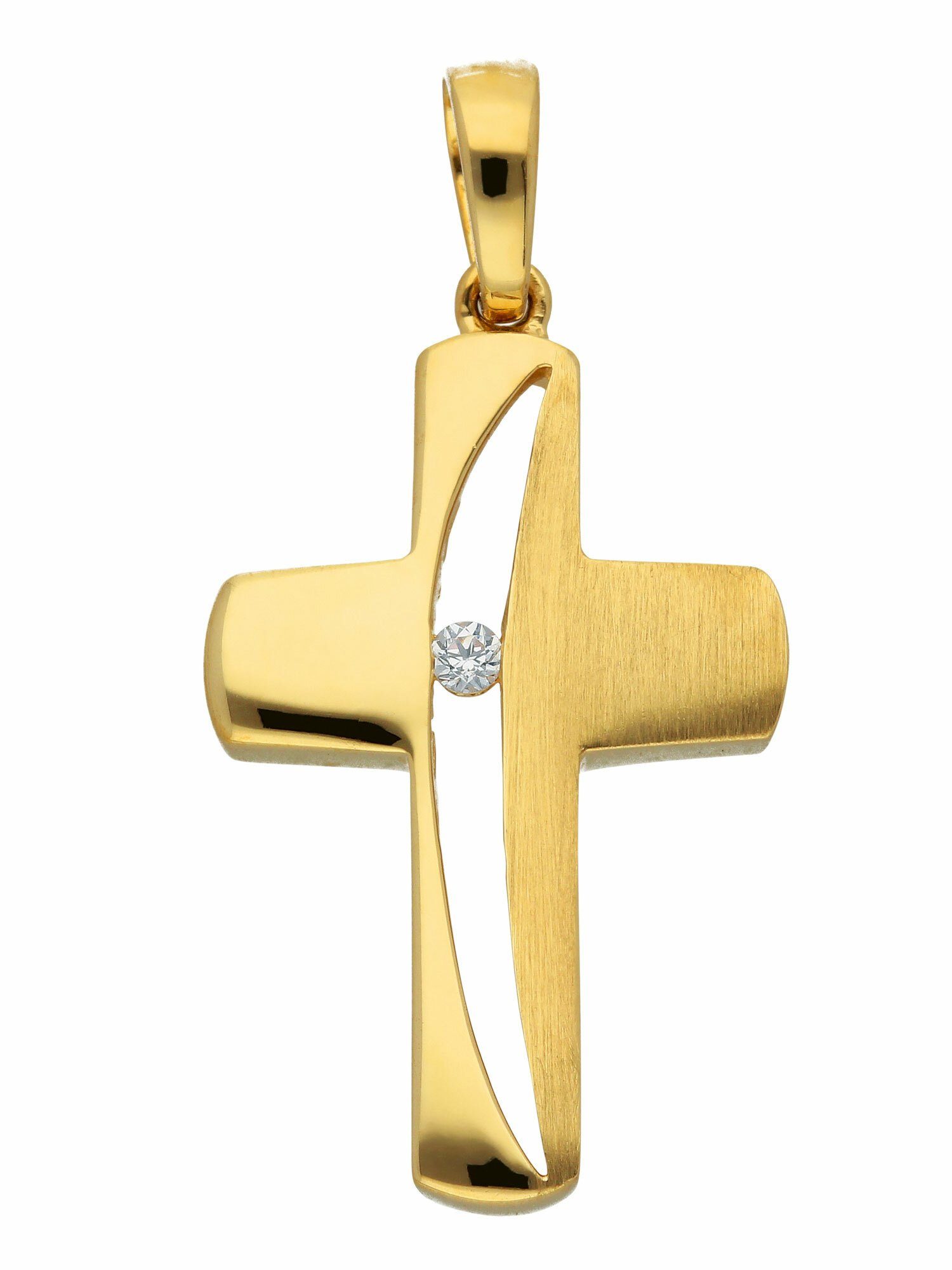 Adelia´s Kettenanhänger 333 Gold Kreuz Anhänger mit Zirkonia, mit Zirkonia Goldschmuck für Damen & Herren | Kettenanhänger