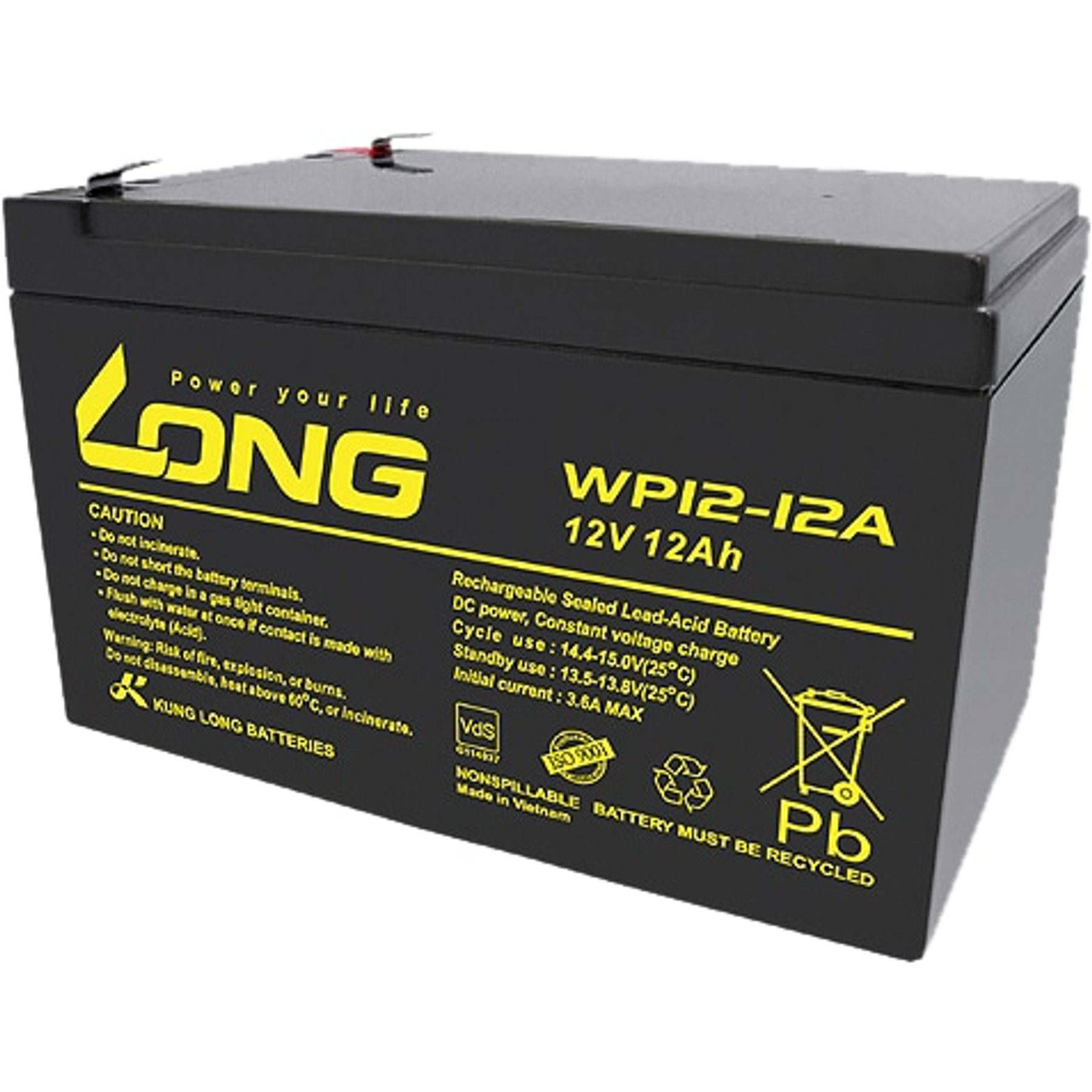 Kung Long KUNG LONG Blei-Akkumulator WP12-12A-F1, 12 V- / 12 Ah Bleiakkus