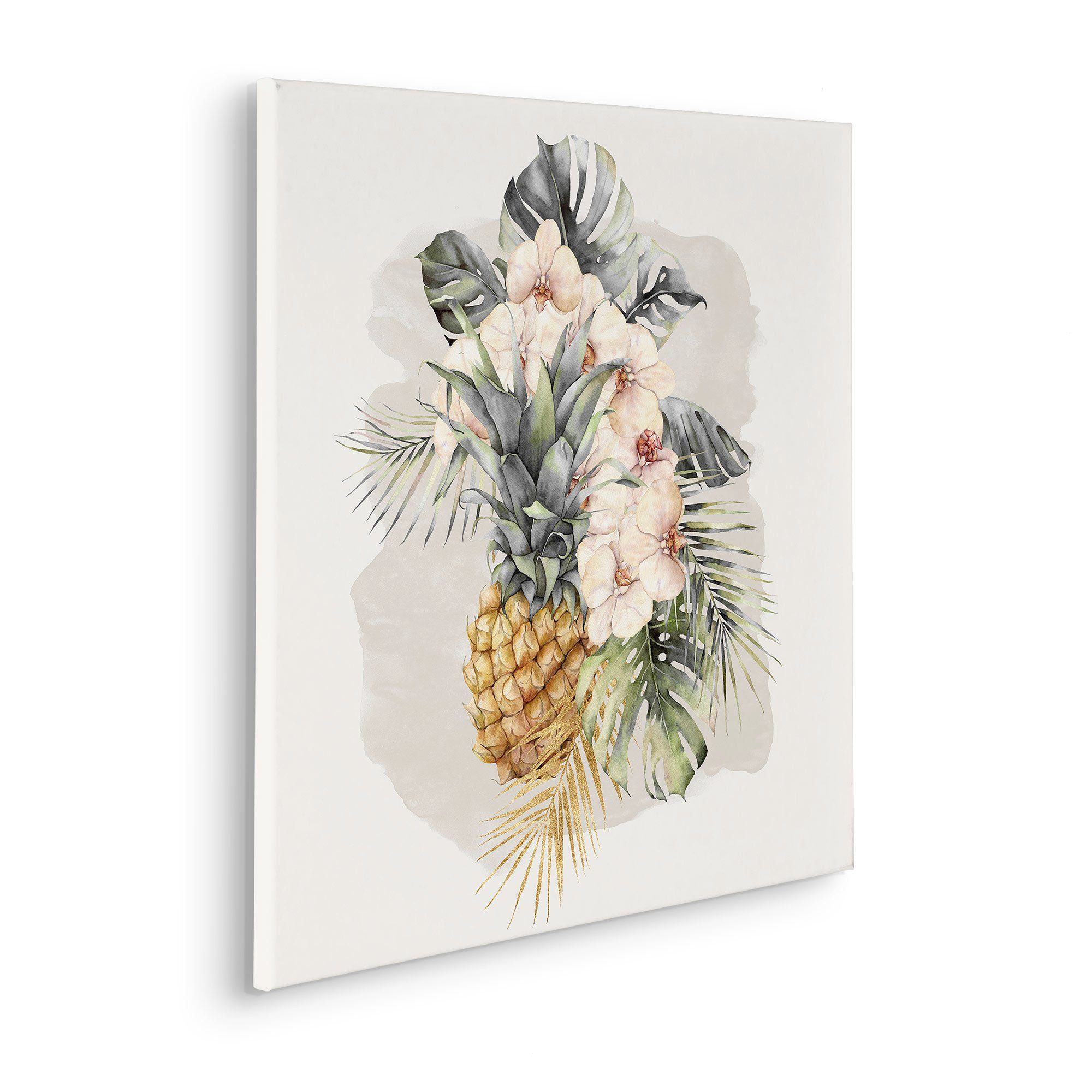 Komar Leinwandbild Ananas Mûr - Größe 60 x 60 cm, Natur (1 St), Keilrahmenbild mi Echtholzrahmen