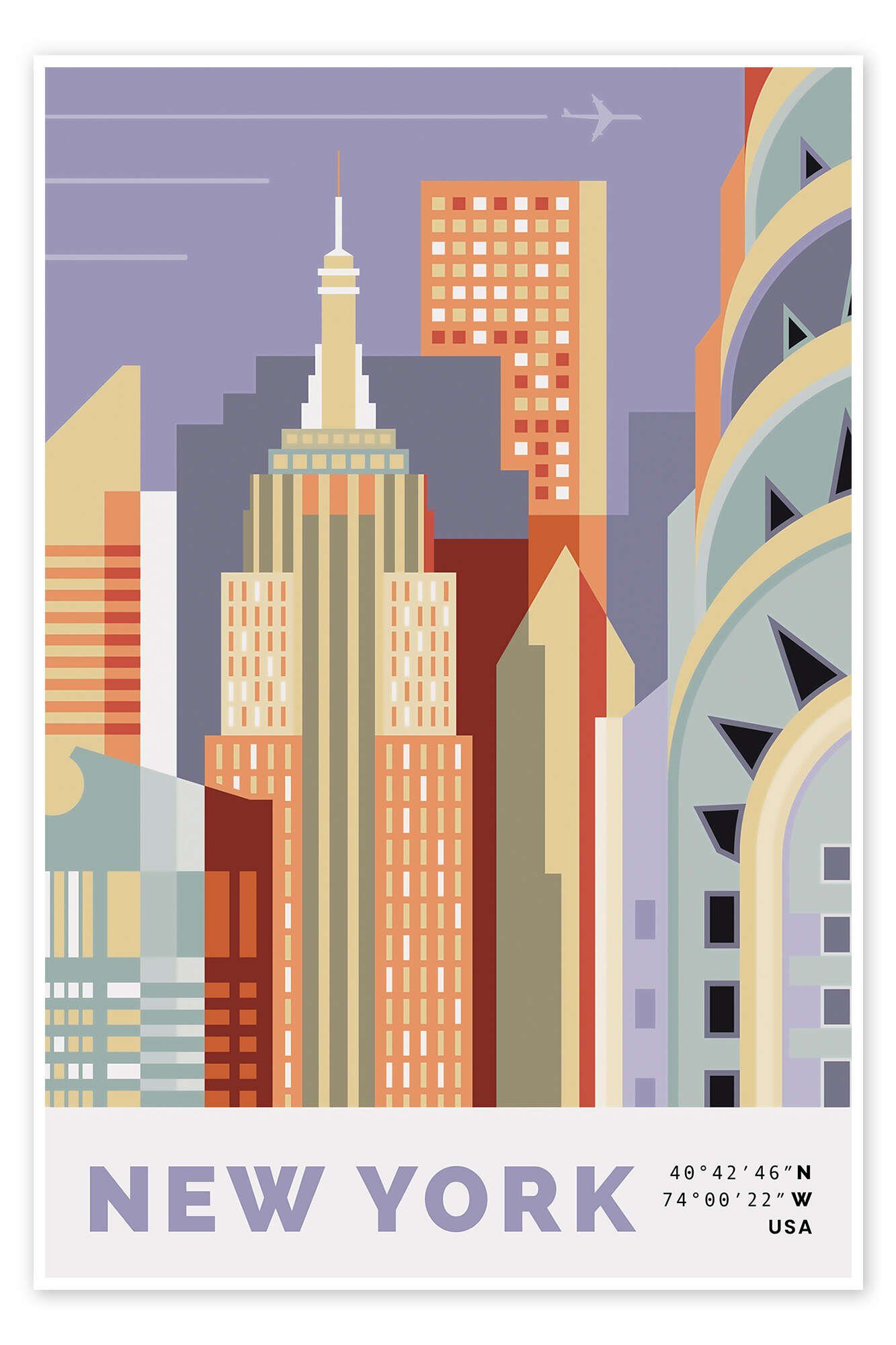 Posterlounge Poster Nigel Sandor, New York Skyline, Wohnzimmer Grafikdesign