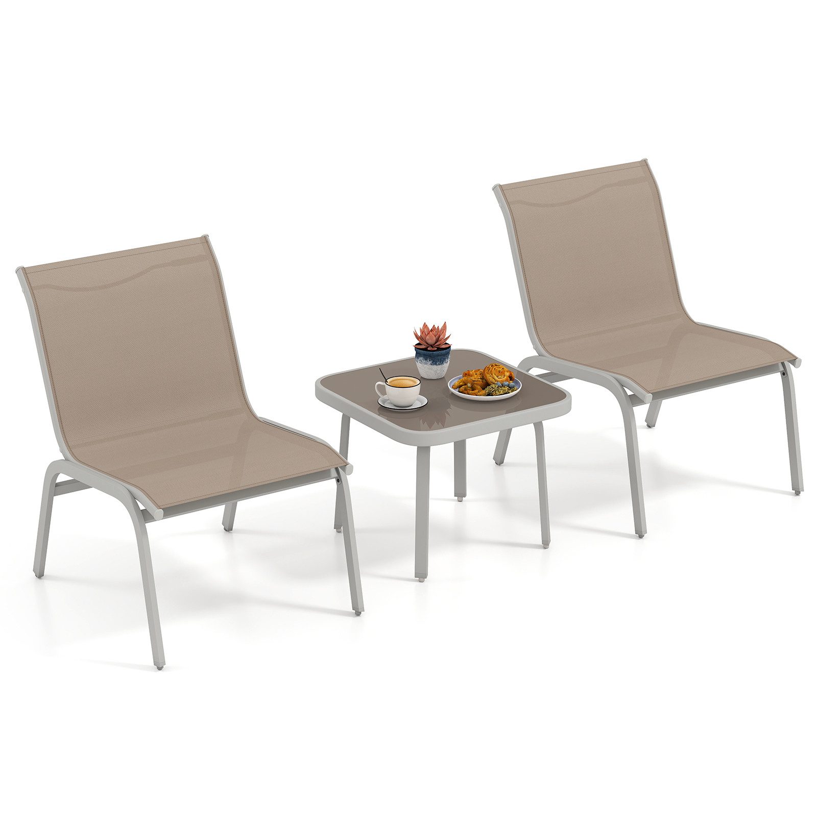 COSTWAY Balkonset Gartenmöbel set für 2 personen, Sitzgruppe Outdoor