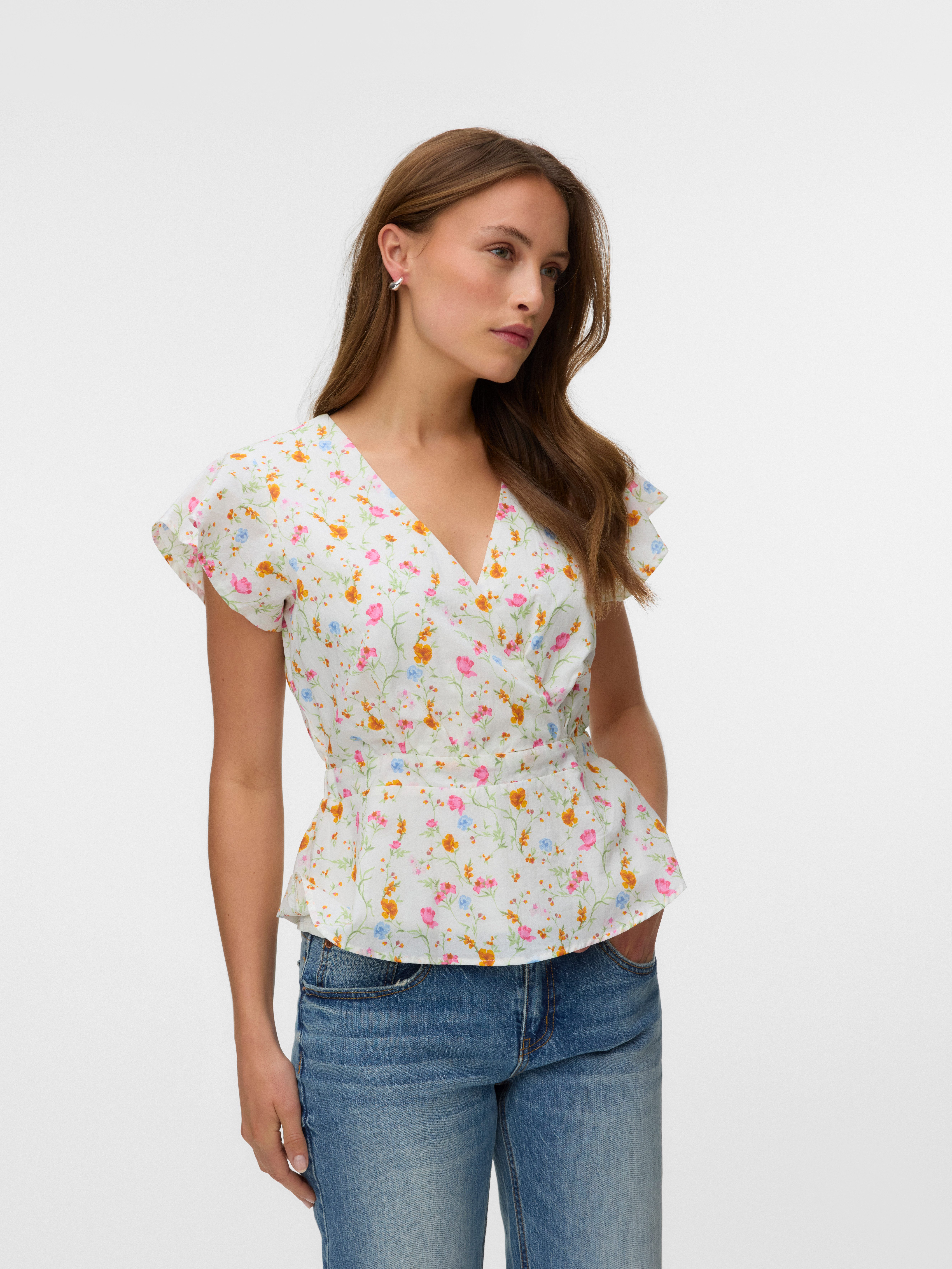 Vero Moda Rüschenbluse VMSIV IVANA CS TOP WVN Baumwolle