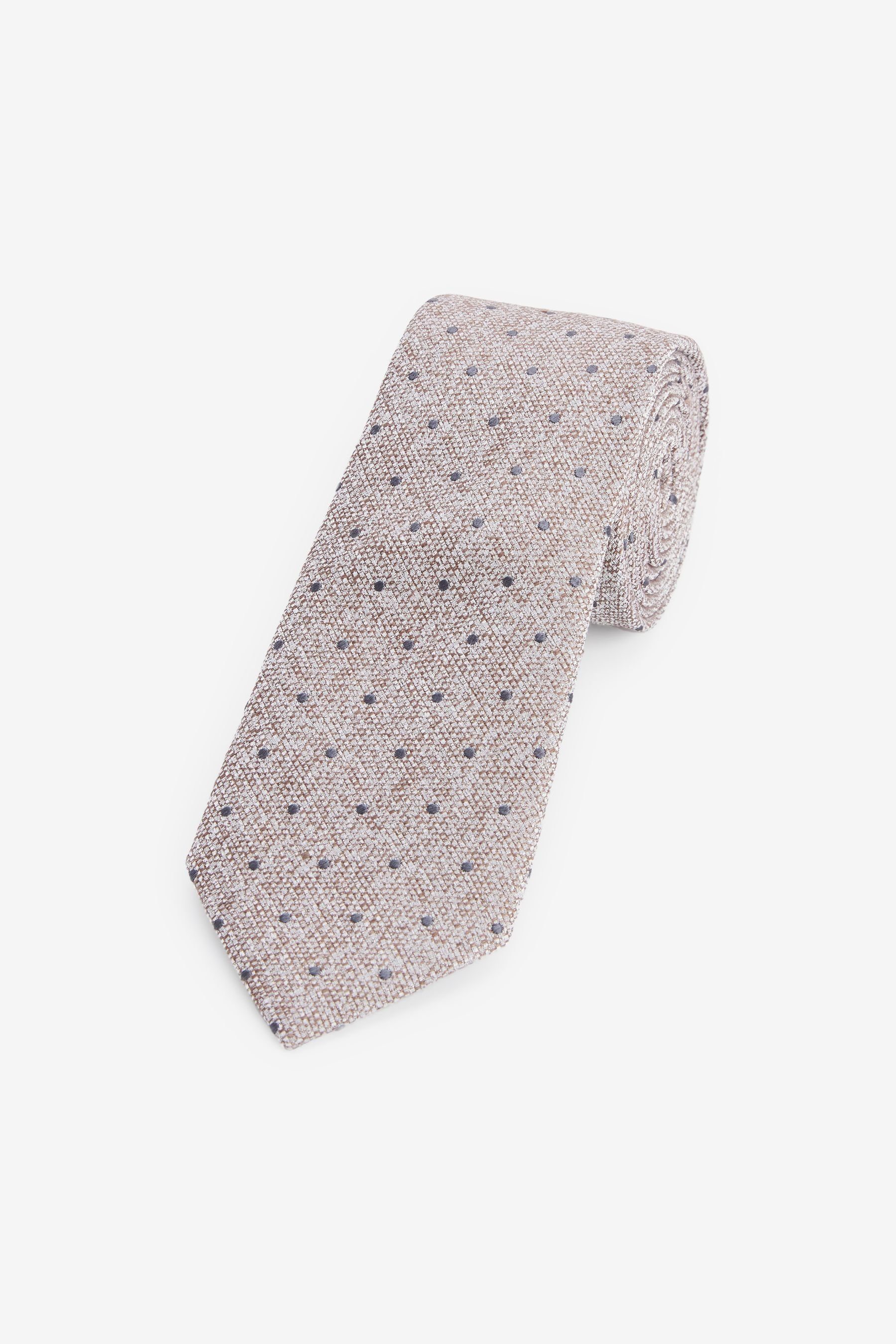 Next Krawatte Krawatte mit Muster aus Seide-Leinen-Mix (1-St) Neutral Spot