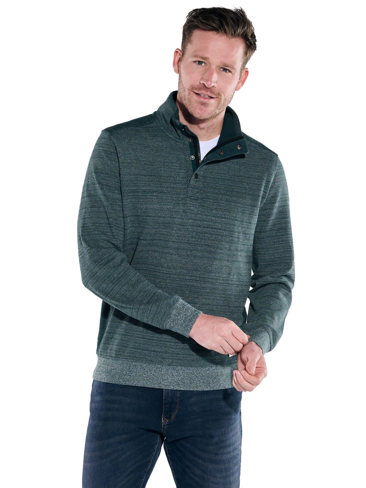 Engbers Sweatshirt Herren Sweatshirt mit Stehkragen, Petrolblau
