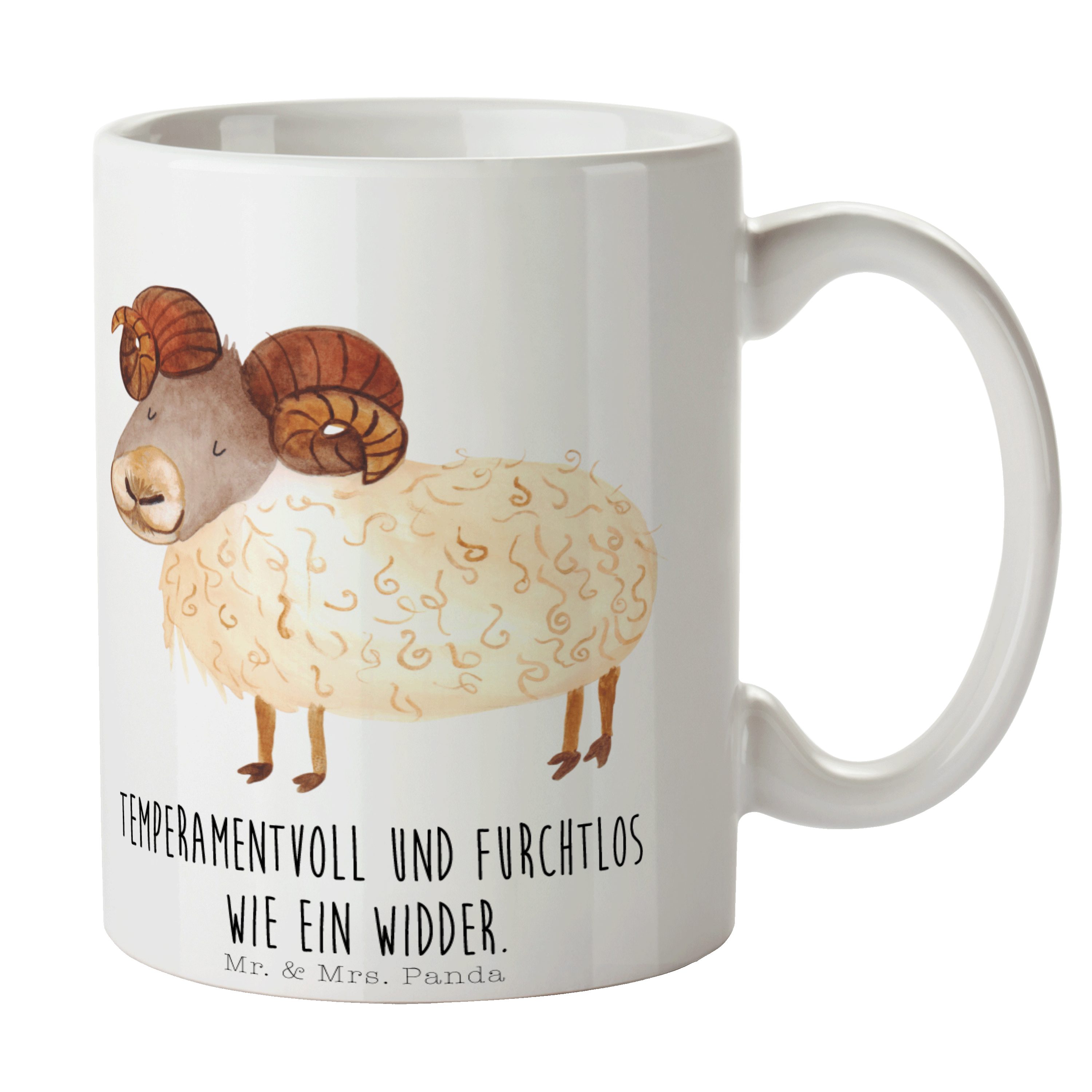 Mr. & Mrs. Panda Tasse Sternzeichen Widder - Weiß - Geschenk, Tierkreiszeichen, Geschenk Apr, Keramik