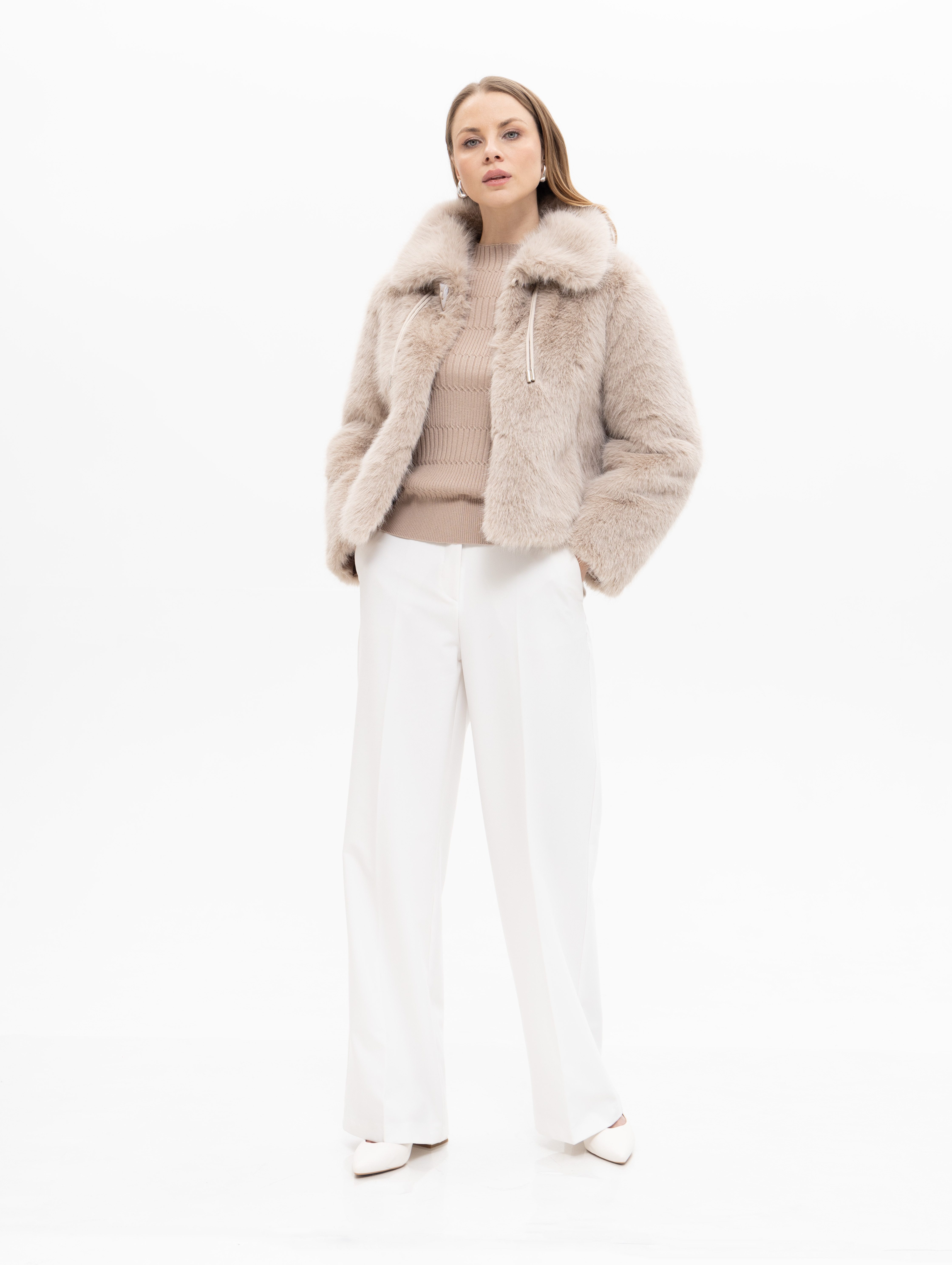 Passioni Fellimitatjacke mit Kragen Unifarbe, Ohne günstig online kaufen