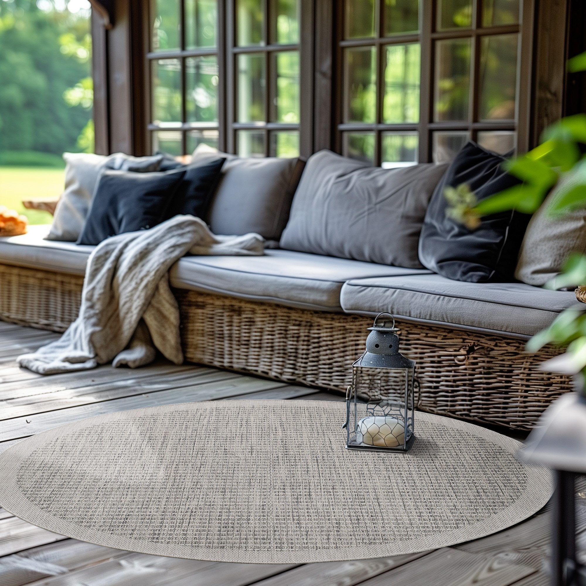 SIMPEX24 Outdoorteppich Unicolor, Rund, Höhe: 3 mm, Teppich Wetterfest Waschbar Balkon, Garten, Terrasse und Küchenteppich
