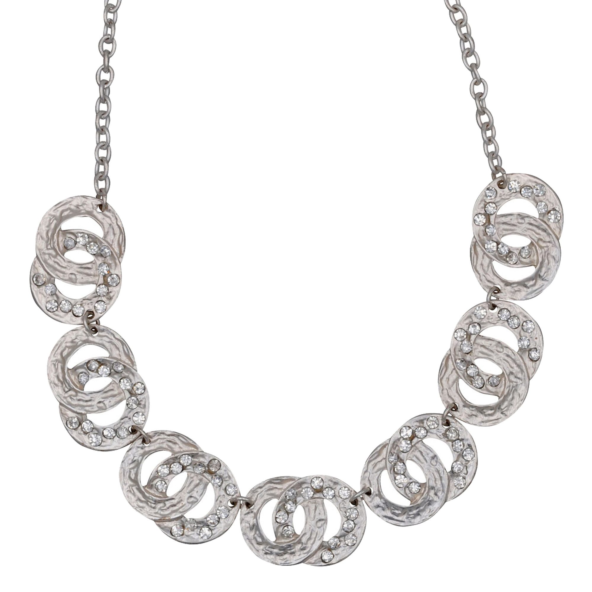 Steuer Collierkettchen Metallcollier silberfarben mit Strasssteinchen