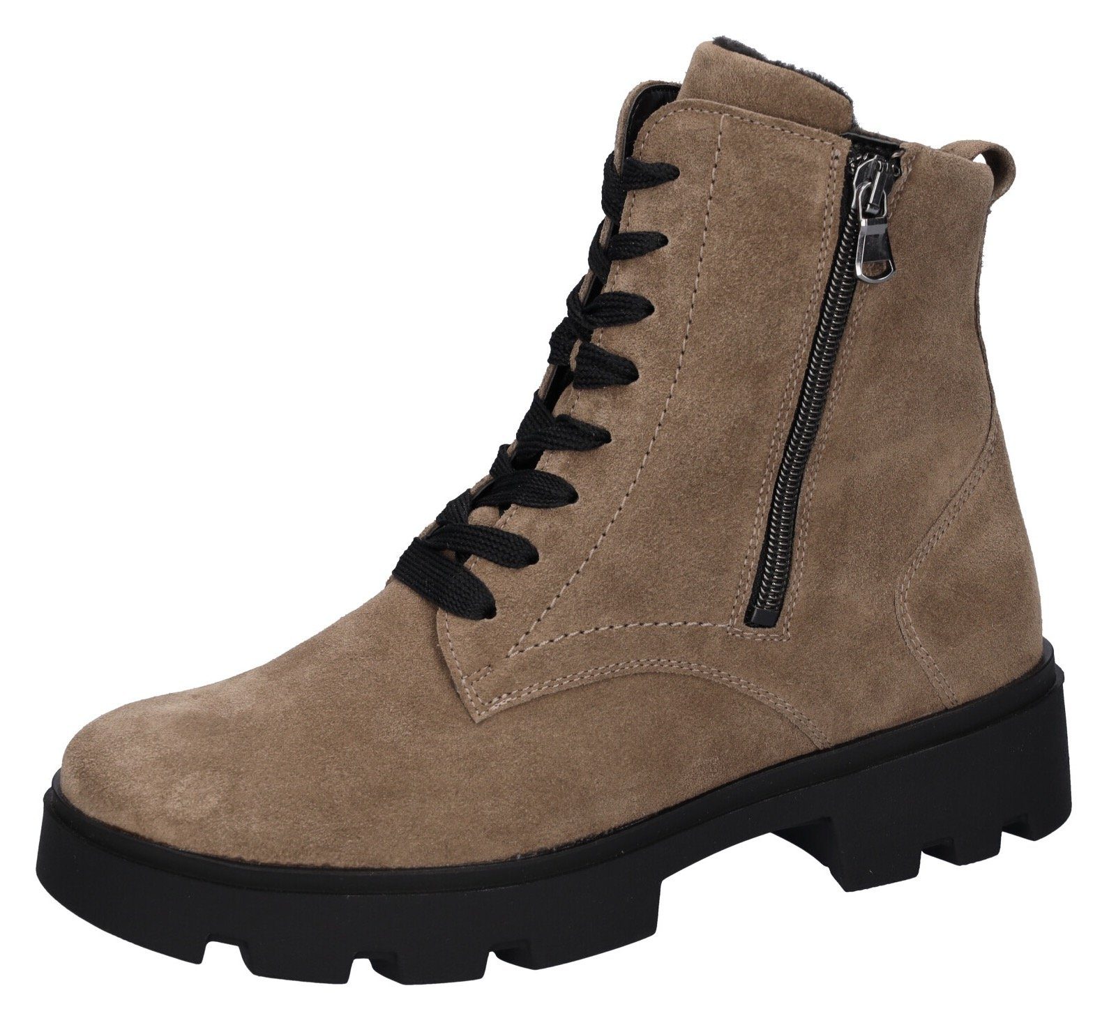 Waldläufer K-DANI Schnürboots mit zwei Reißverschlüsse, K-Weite beige