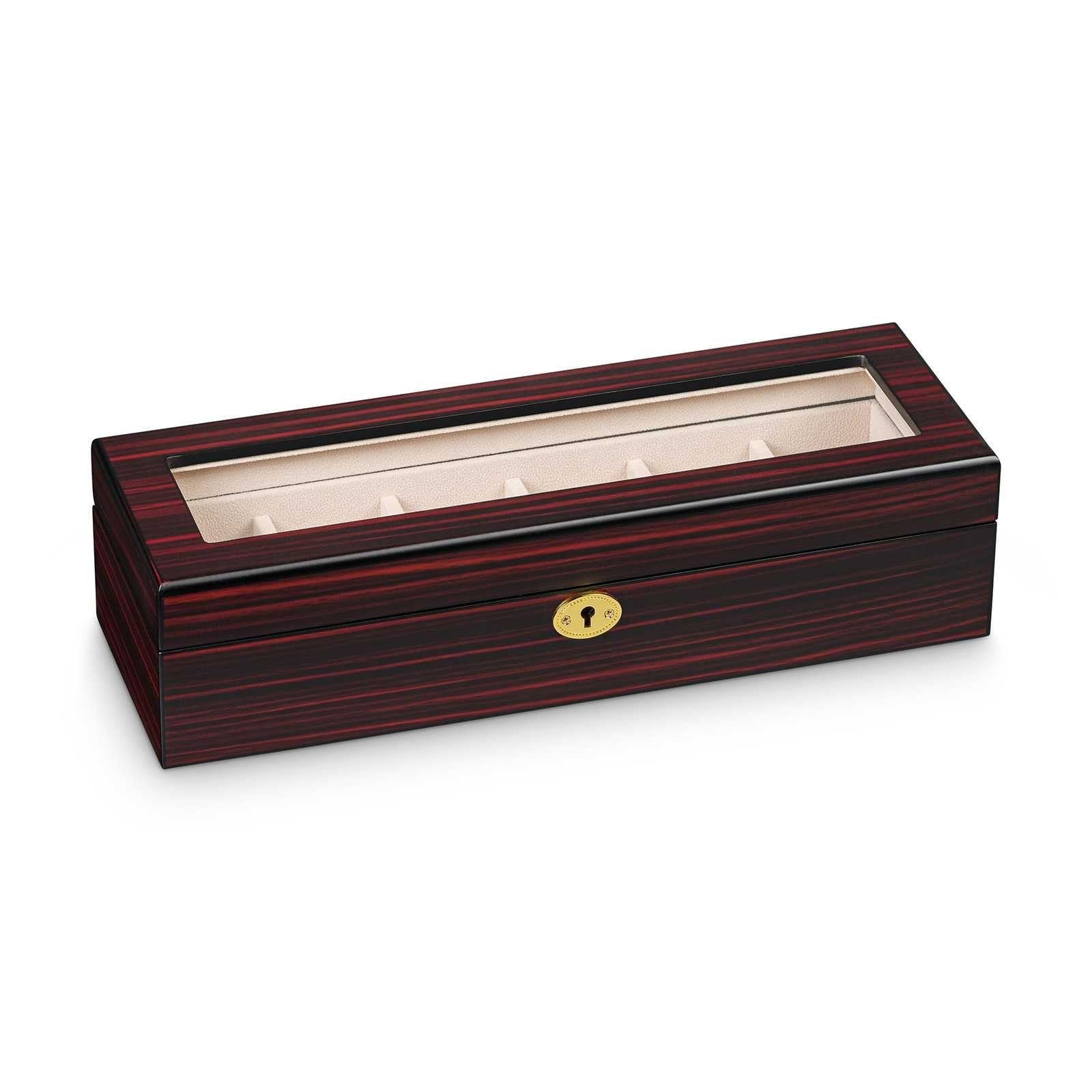 Hermann Jäckle Uhrenbox Salem mit Glasdeckel für 6 Uhren Ebenholzdekor 1087-6-E