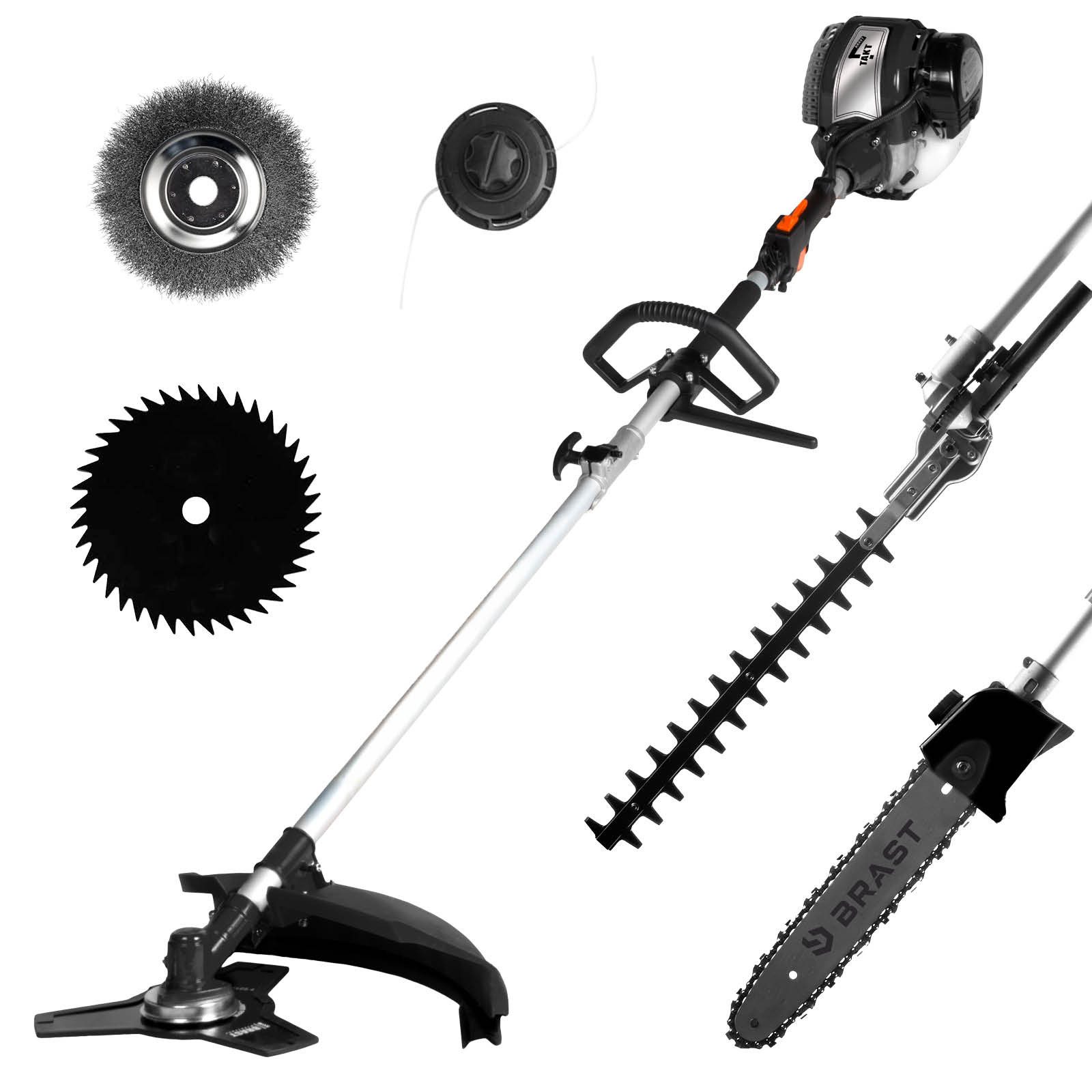 BRAST Benzin-Motorsense Freischneider Multitool, 4 Modelle, 1,0kW(1,36PS) - 2,2kW(3PS), Hochentaster, Heckenschere, Trimmer, Fugenbürste, 3-/40-Zahn-Messer