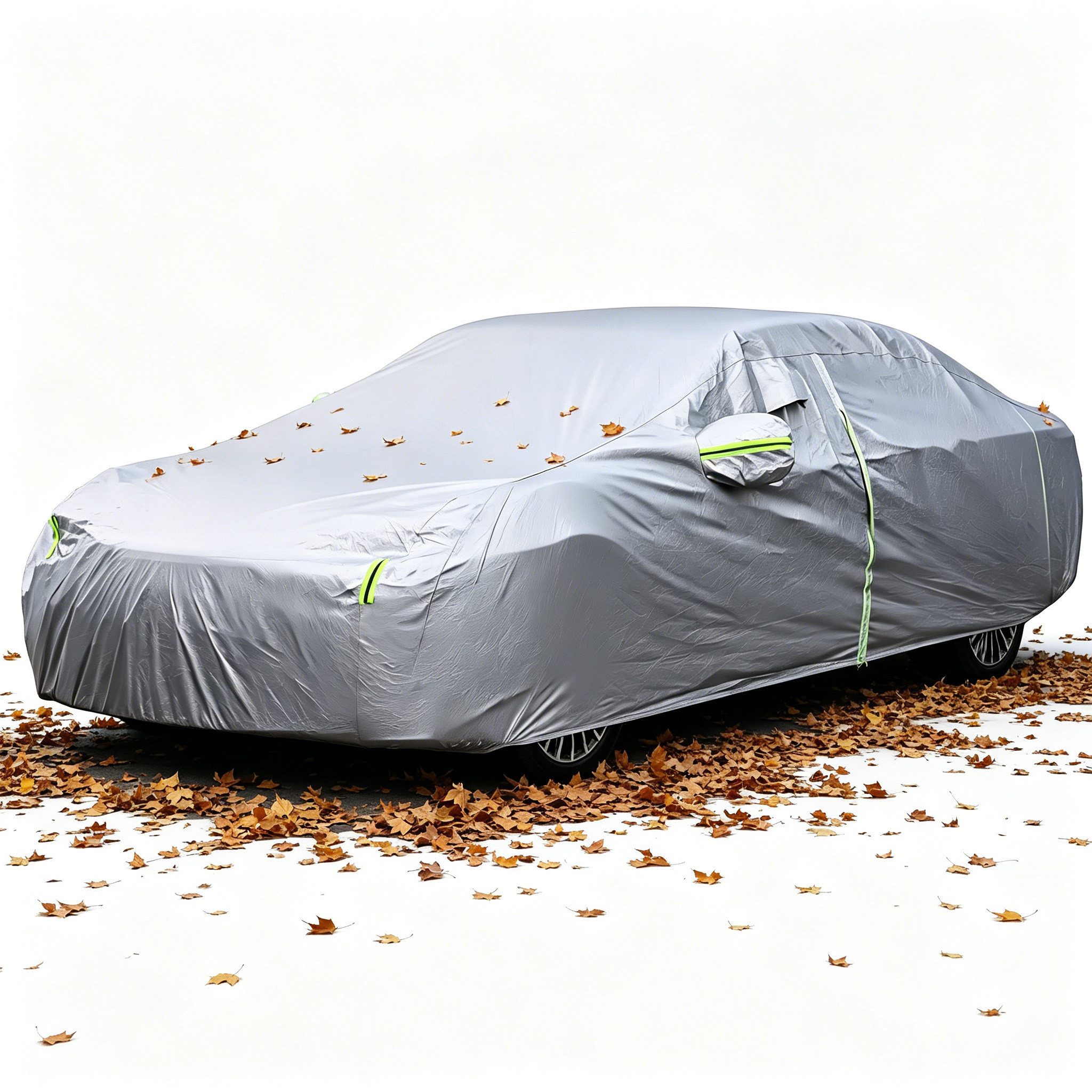 Rutaqian Autosonnenschutz Autoabdeckung wasserdicht Ganzgarage 195" UV Schnee Schutz, Autoabdeckung Ganzgarage 495cm wasserdicht mit Reißverschluss & Tasche